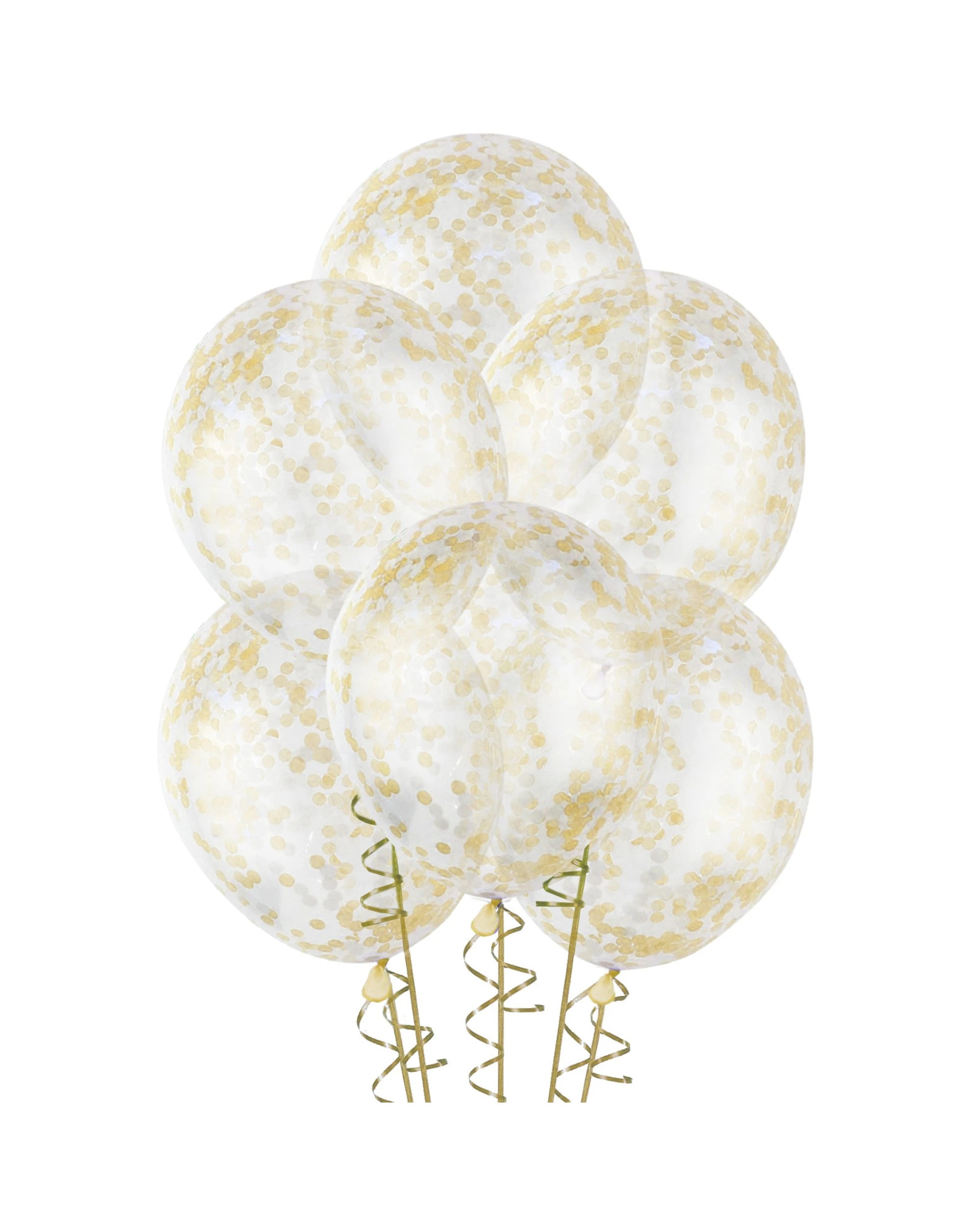 1 Unique Gold Pre-Filled Confetti Balloons Pack of 6 - Gold, 1 of 2