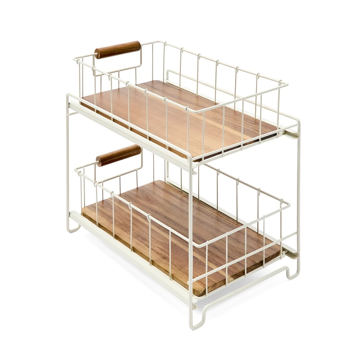 7 Off White and Acacia 2 Tier Drawers, 7 of 10