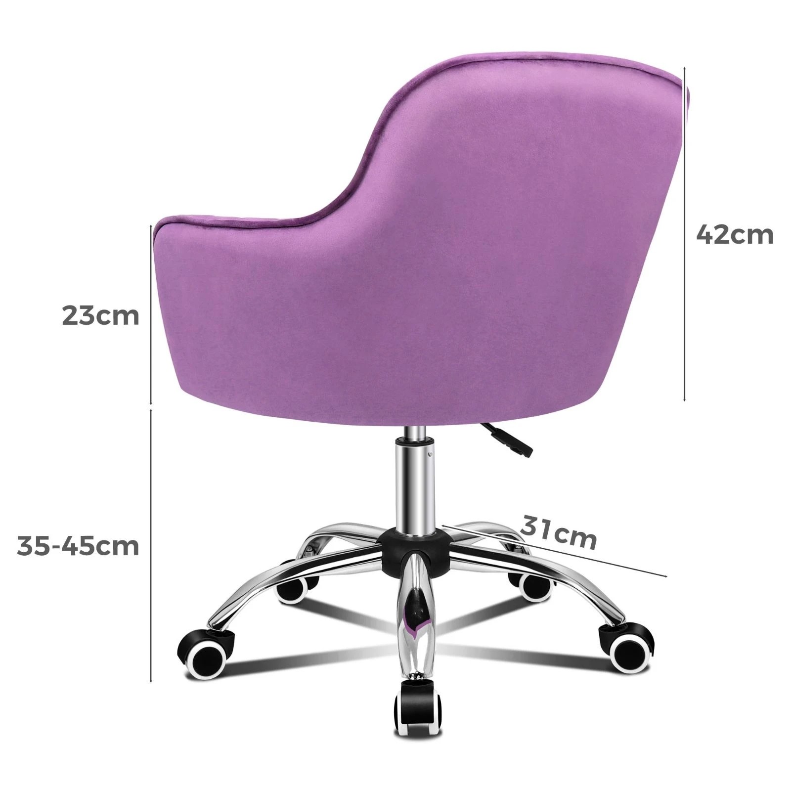 7 Alfordson Velvet Office Chair Fabric Computer Swivel Armchair Work Adult Kids - Purple, 7 of 10