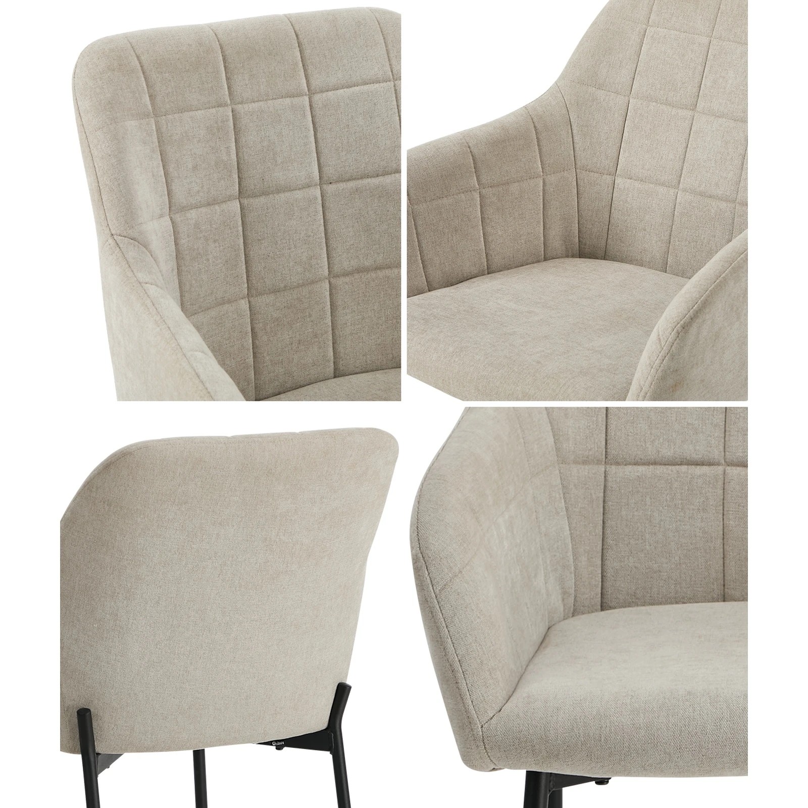 6 Oikiture 4x Dining Chairs Kitchen Accent Armchairs Linen Fabric - Beige, 6 of 10