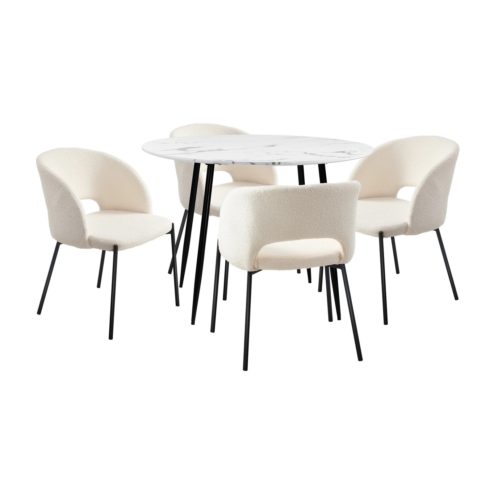 7 Oikiture 110cm Round Dining Table With 4pcs Dining Chairs Sherpa
 - Multi, 7 of 10