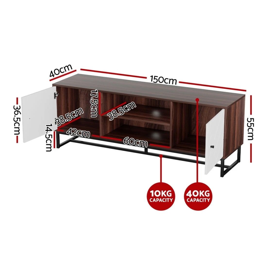 4 Artiss TV Unit 150cm Storage Shelves - Multi, 4 of 10