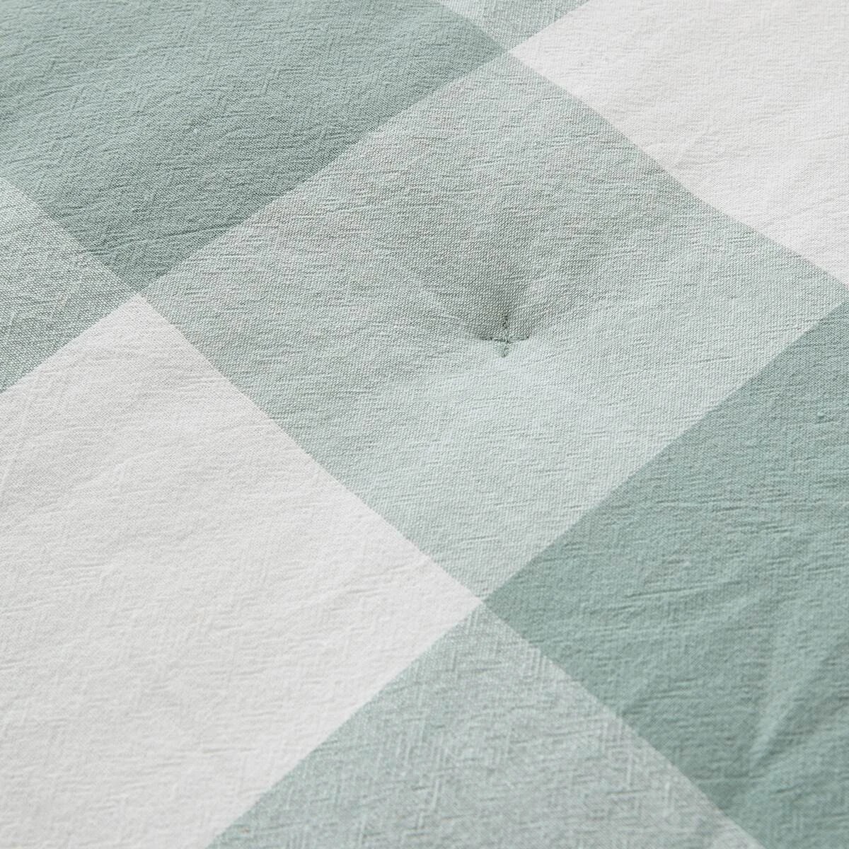 4 Check Cotton Cover Reversible Comforter Set - Queen Bed, Green and White, 4 of 7