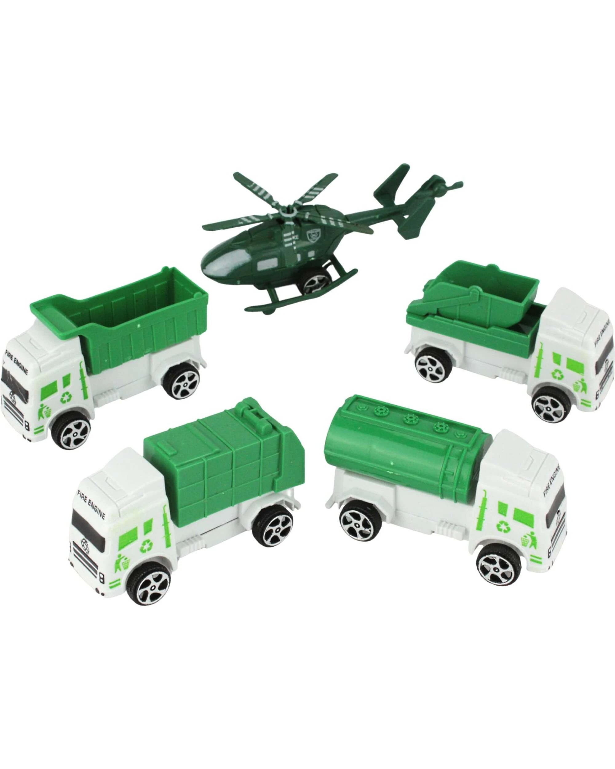 1 Partyrama Pack of 5 Pull Back Rubbish Trucks - Green, 1 of 3