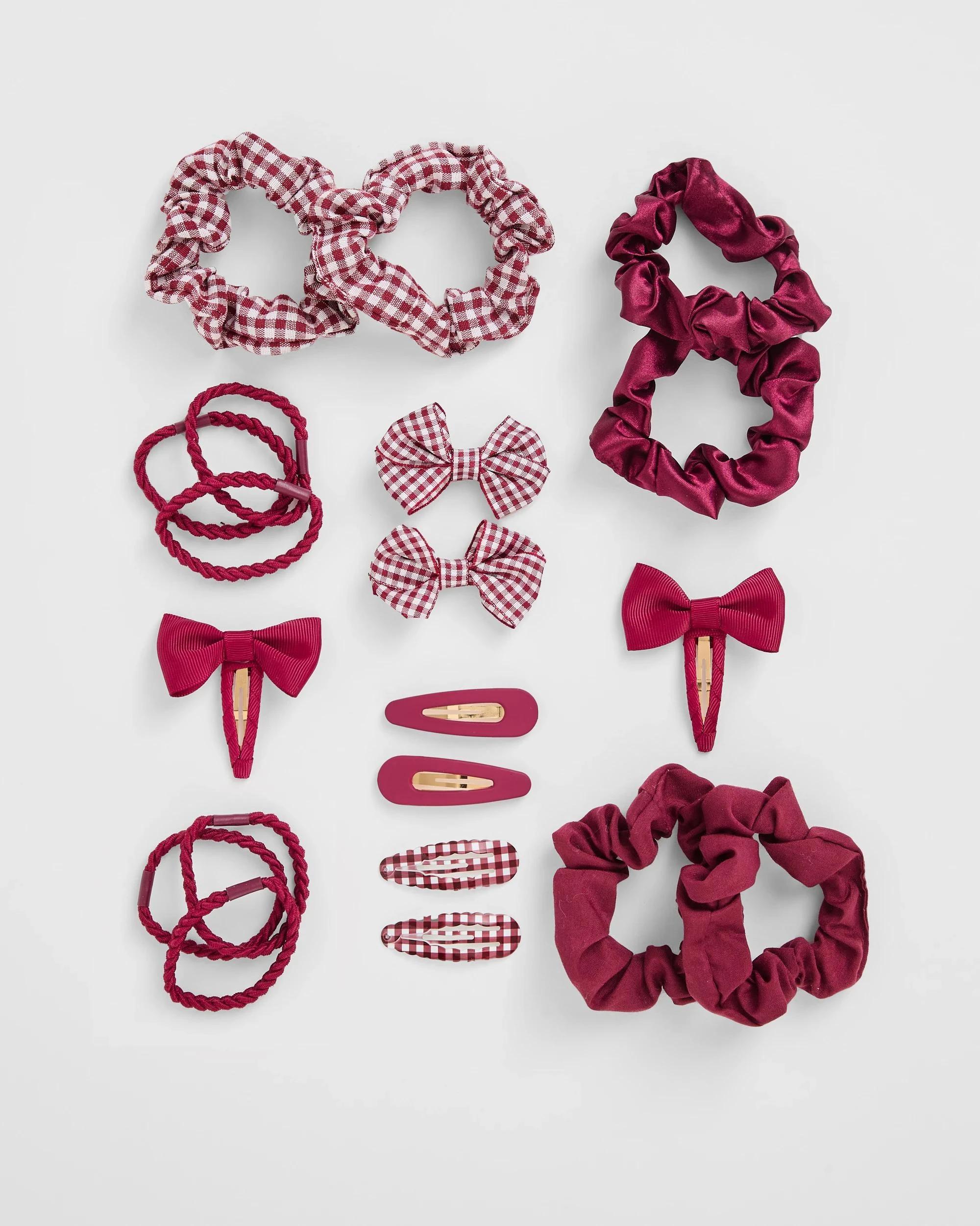 1 Target Kids Kids Back To School 20 Piece Hair Accessories Set BURGUNDY, 1 of 2