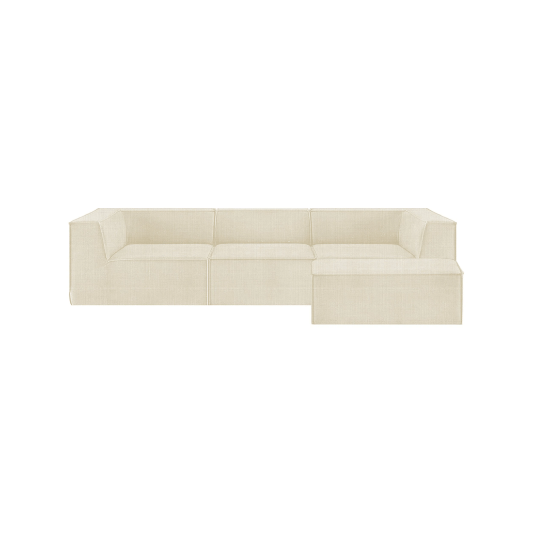 1 Sarantino Novi 3-Seater Modular Sofa with Ottoman in Cream Non-Slip Bottom Lounge, 1 of 10