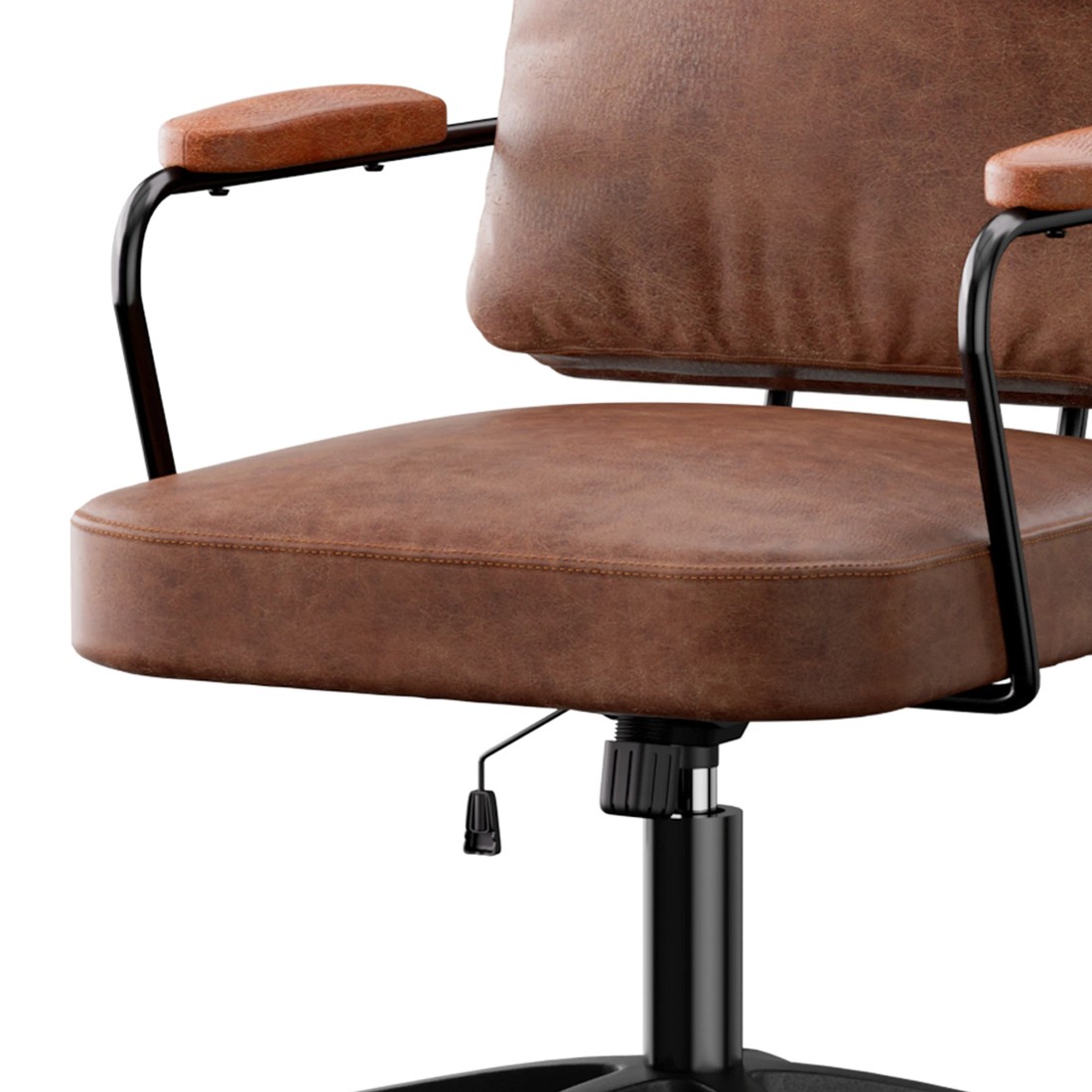 6 Levede Leather Office Chair - Brown, 6 of 7