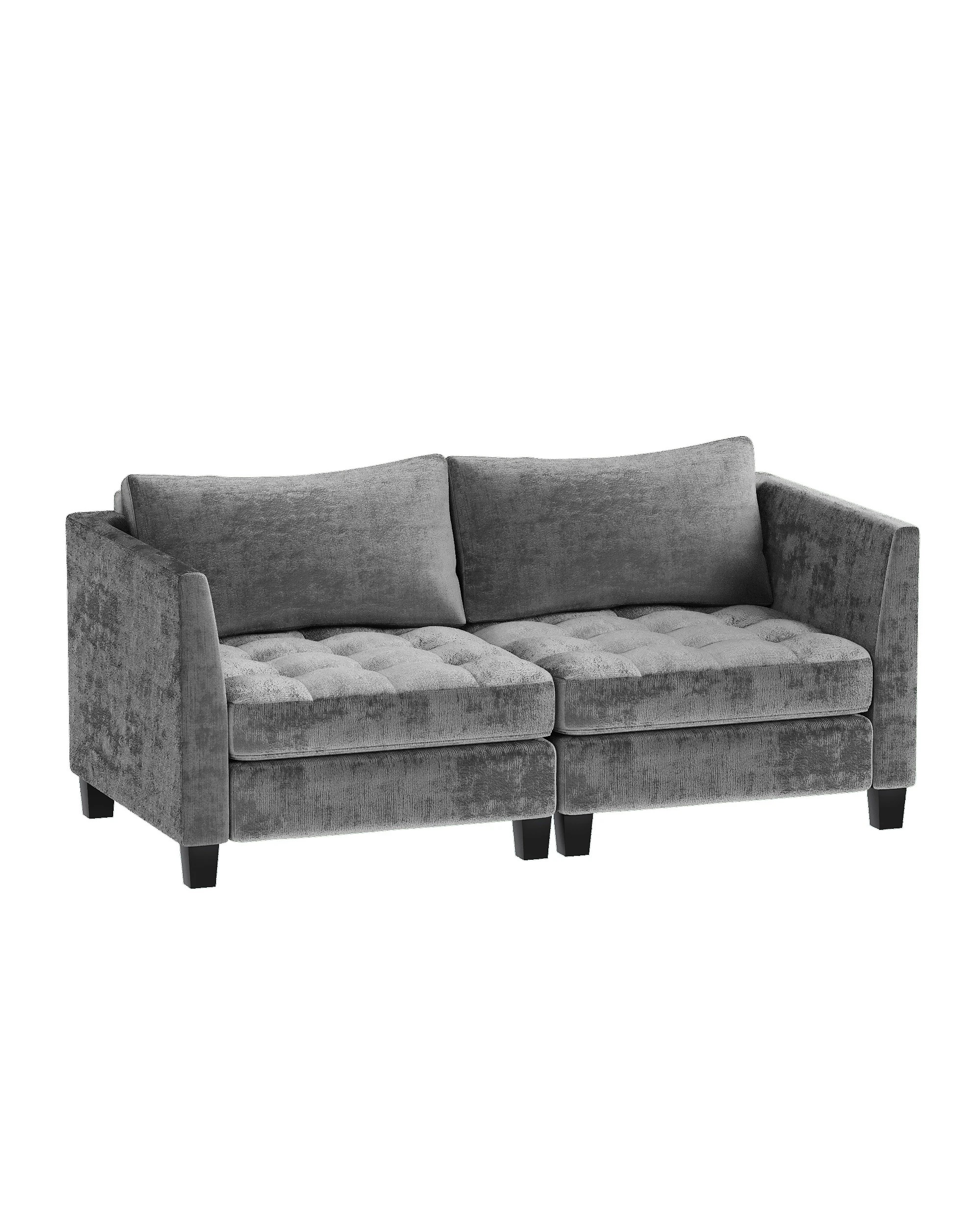 1 Advwin Modern Loveseat Sofa 184cm 2 Seaters Chenille Fabric - Grey, 1 of 7