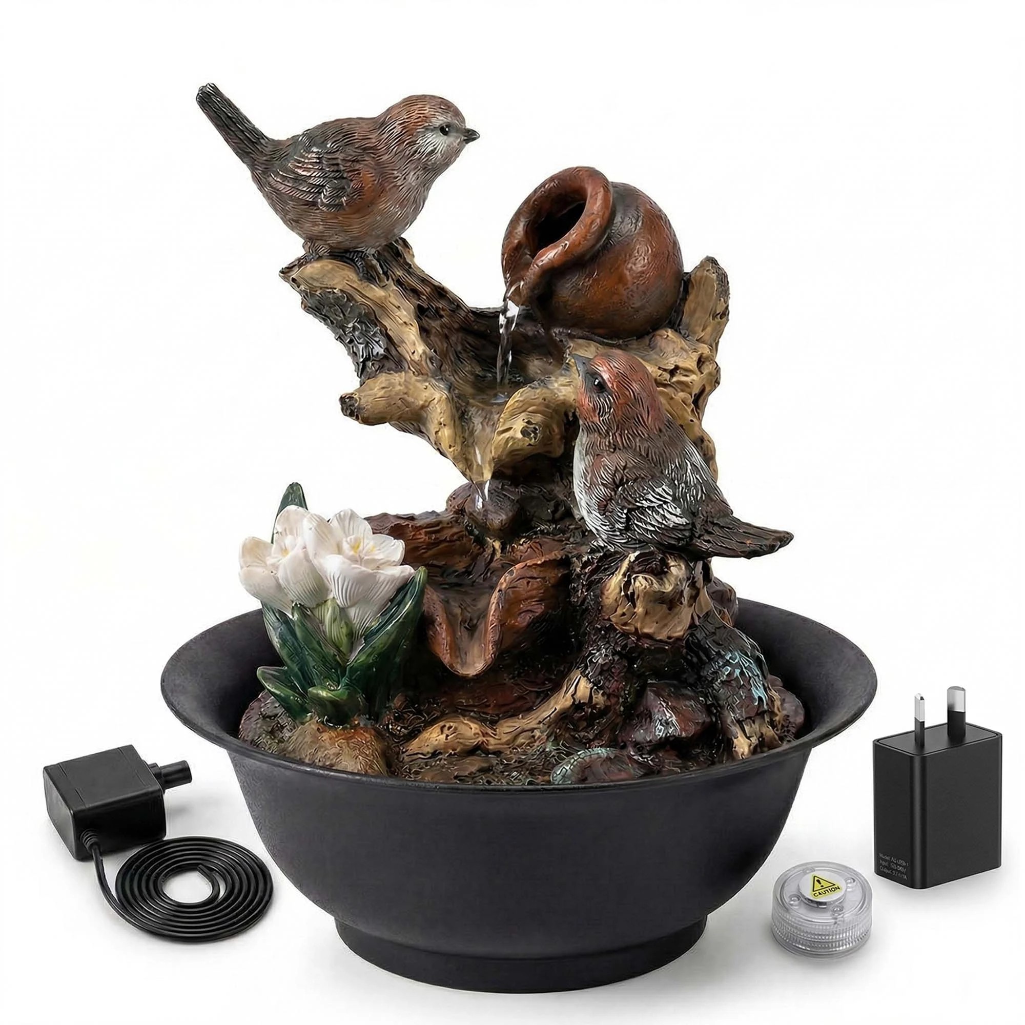 2 Spector Tabletop Water Fountain LED Colour Changing Bird Indoor Desktop AU Plug, 2 of 8