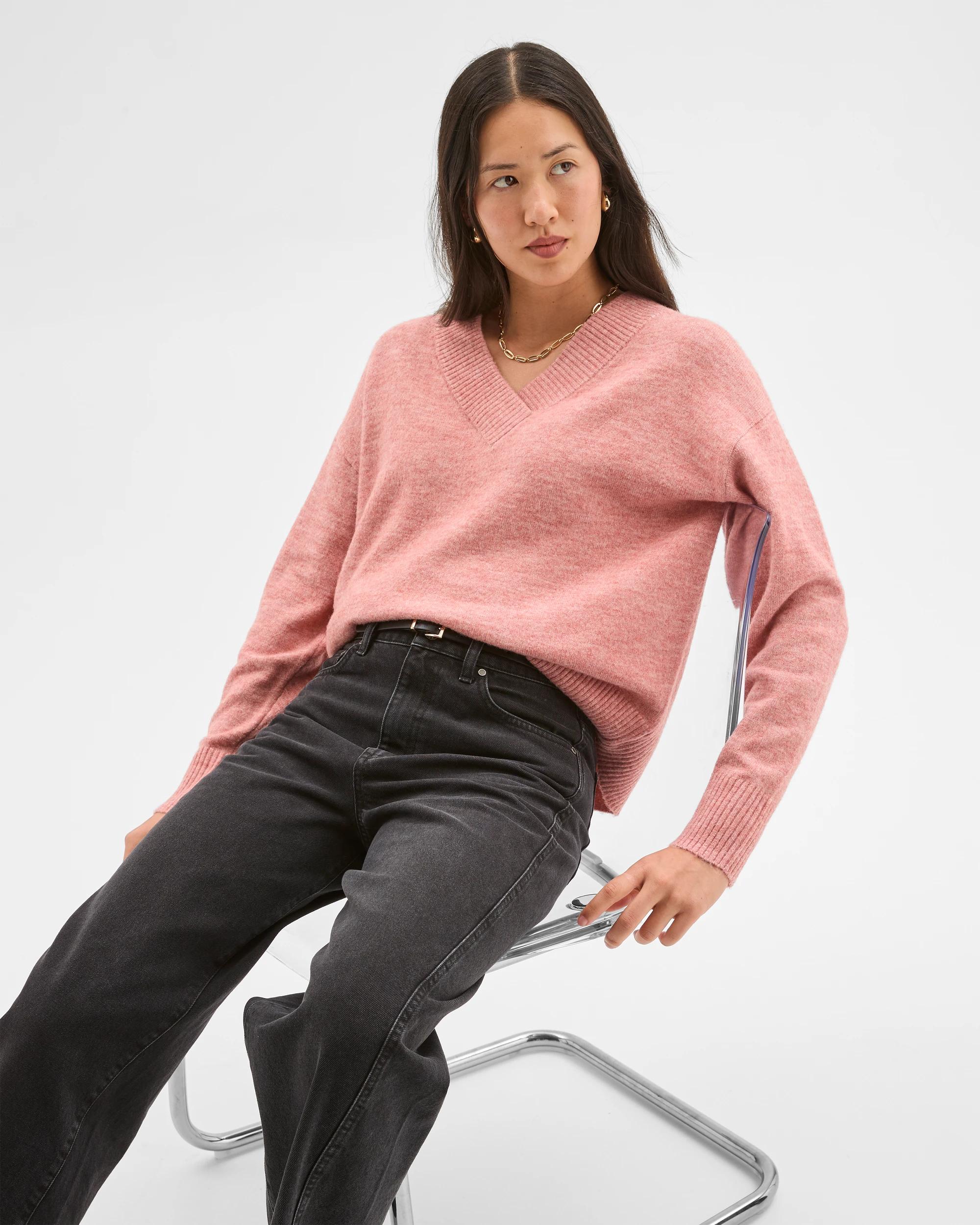 1 Target Woman Lightweight Lofty V-Neck Jumper DUSTY ROSE, 1 of 5