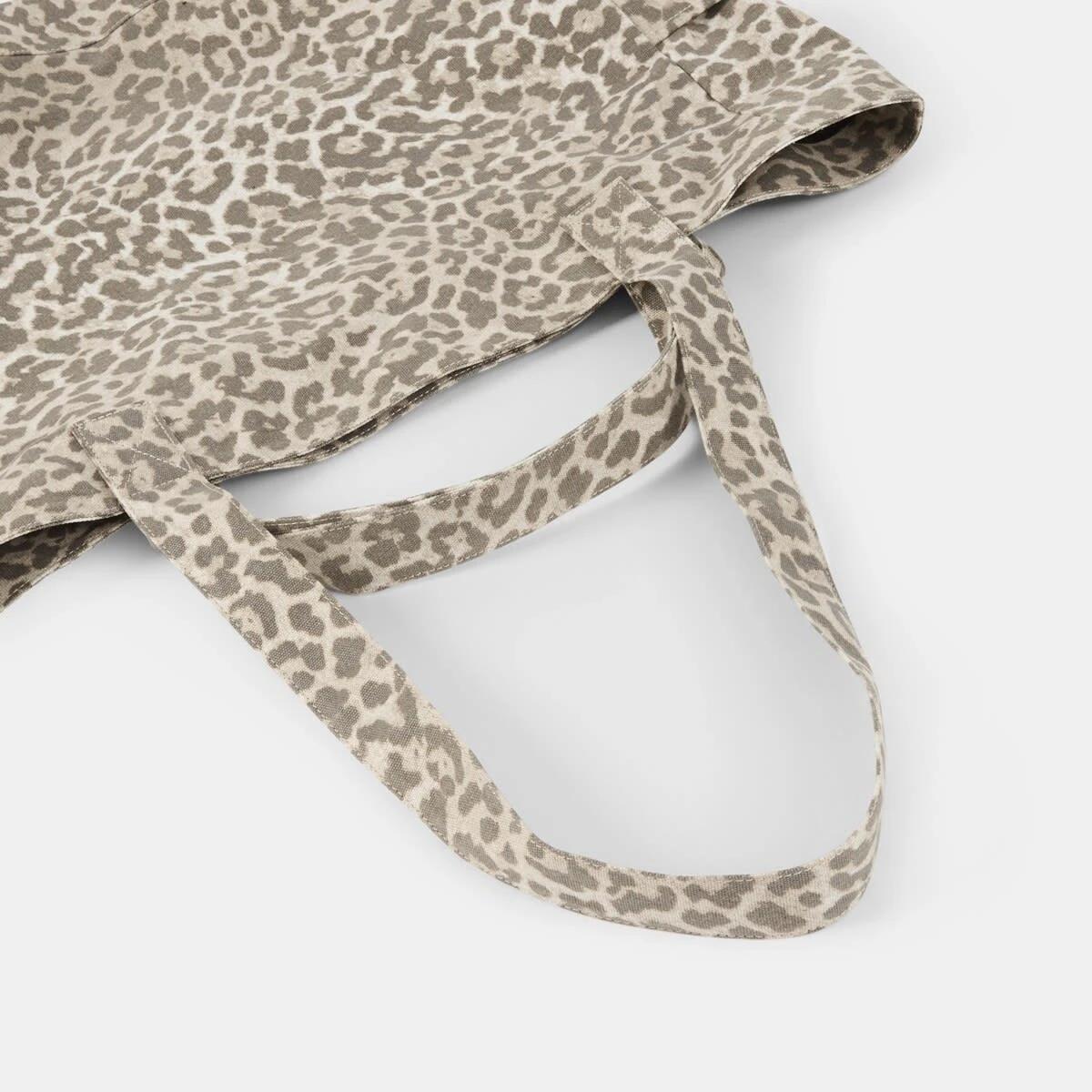 4 Woven Oversized Tote Leopard, 4 of 5
