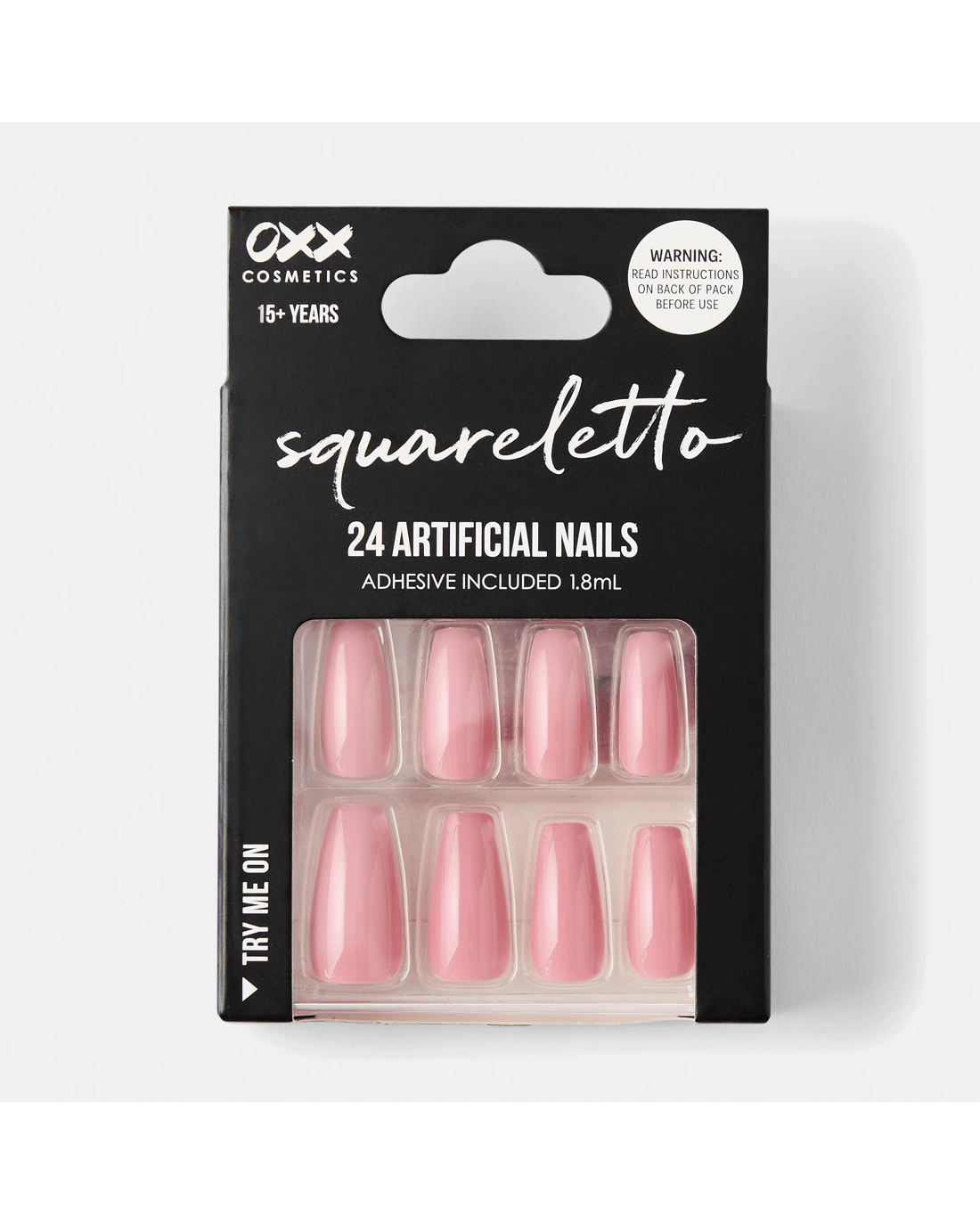 1 OXX Cosmetics 24 Pack Artificial Nails with Adhesive - Squareletto Shape, Nude, 1 of 5