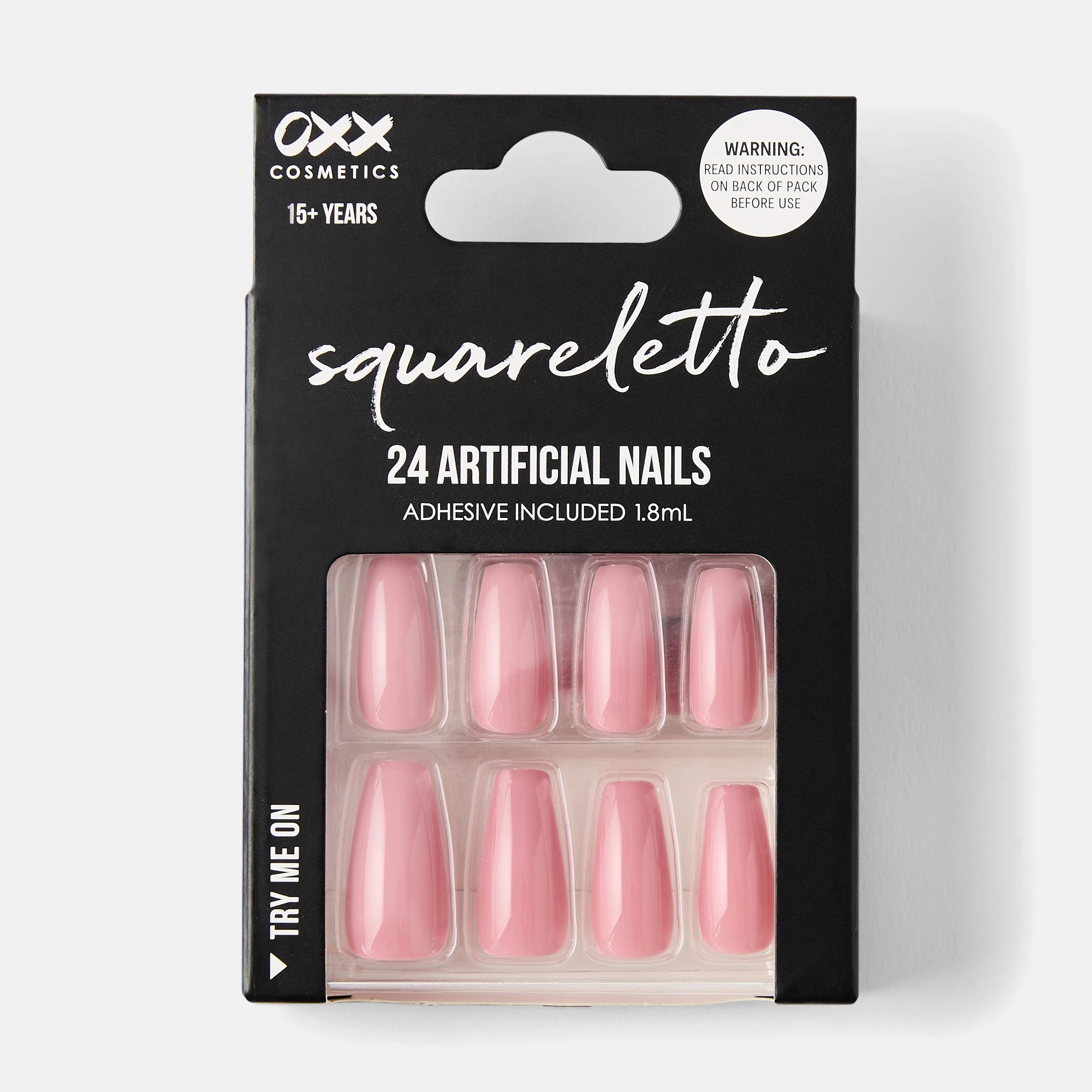 1 OXX Cosmetics 24 Pack Artificial Nails with Adhesive - Squareletto Shape, Nude, 1 of 5