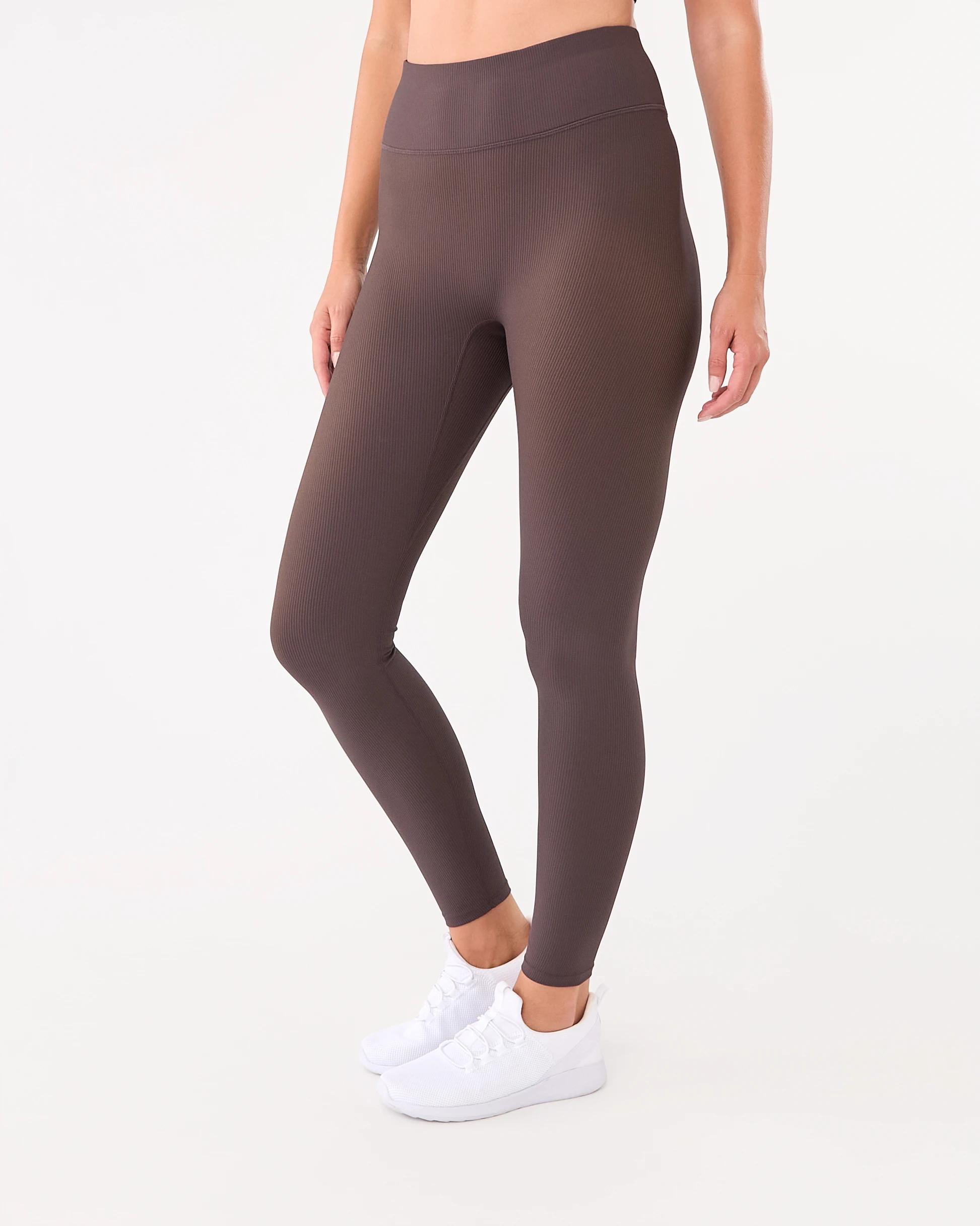 2 Active Womens Ribbed Leggings Espresso, 2 of 5
