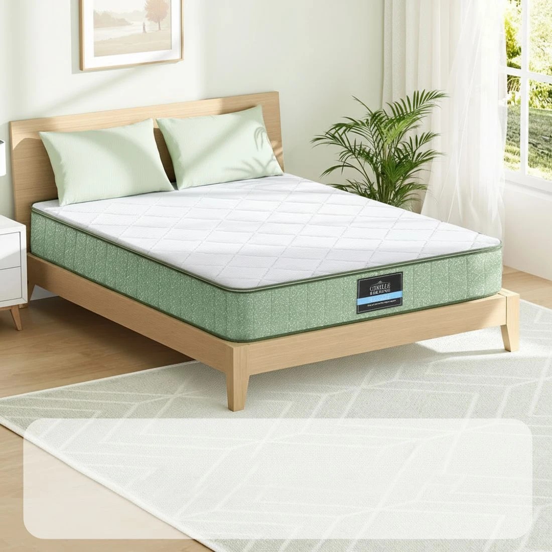 4 Giselle 25cm Memory Foam Mattress Dual Layer Zipper Cover Cool  Foam Mattresses Double - Double Bed - Green, 4 of 10