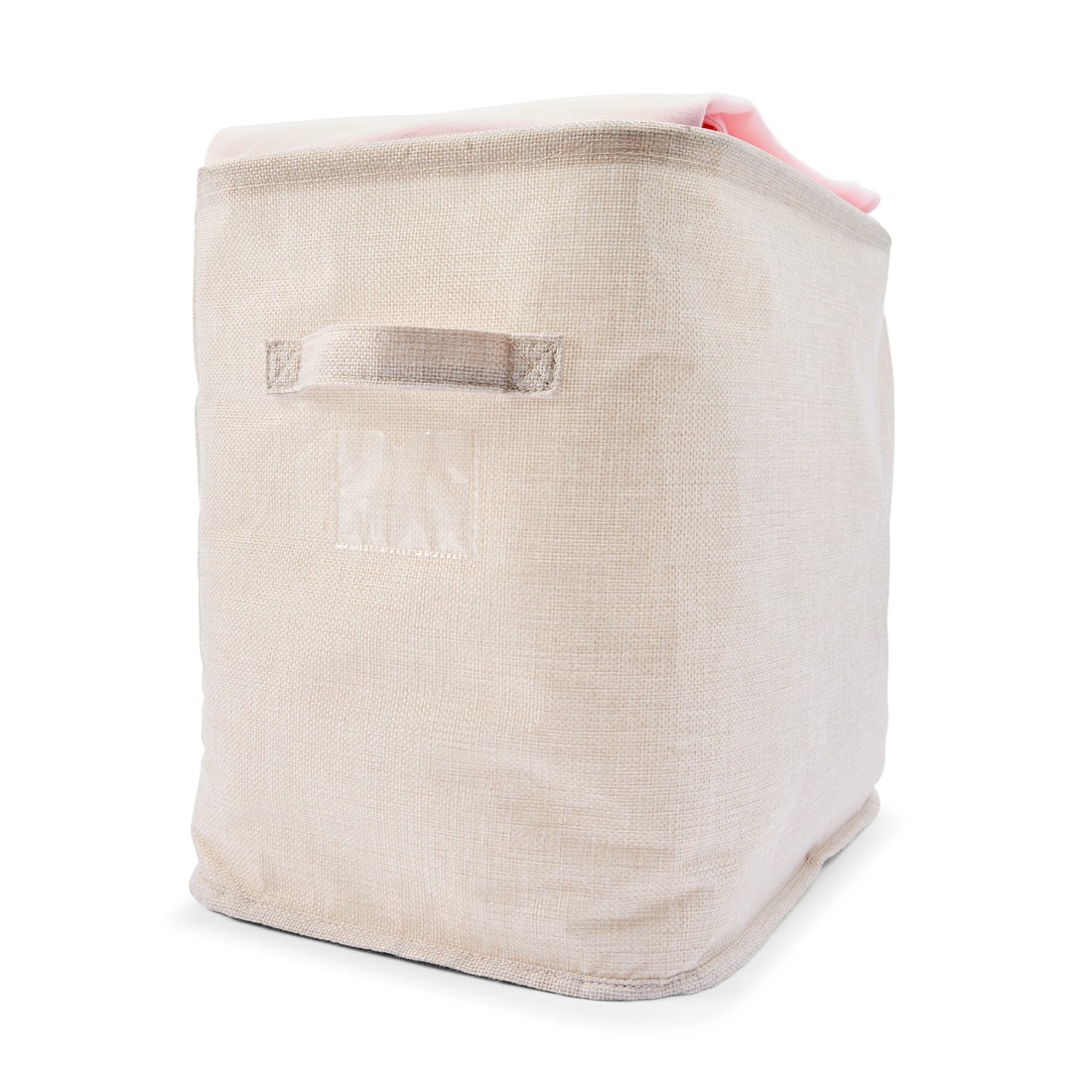 2 Linen Look Tall Narrow Organiser - Beige, 2 of 9