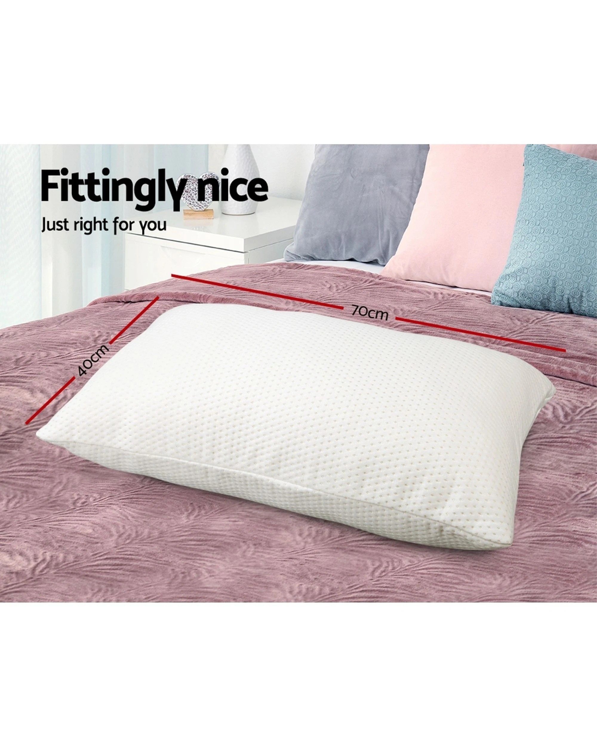 2 Giselle Bedding Memory Foam Pillow 19cm Thick Twin Pack - White, 2 of 5