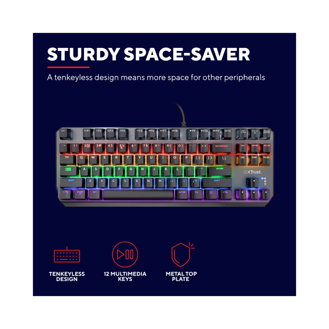 4 Trust International Trust GXT834 Callaz TKL Wired RGB Gaming Keyboard - Black, 4 of 6