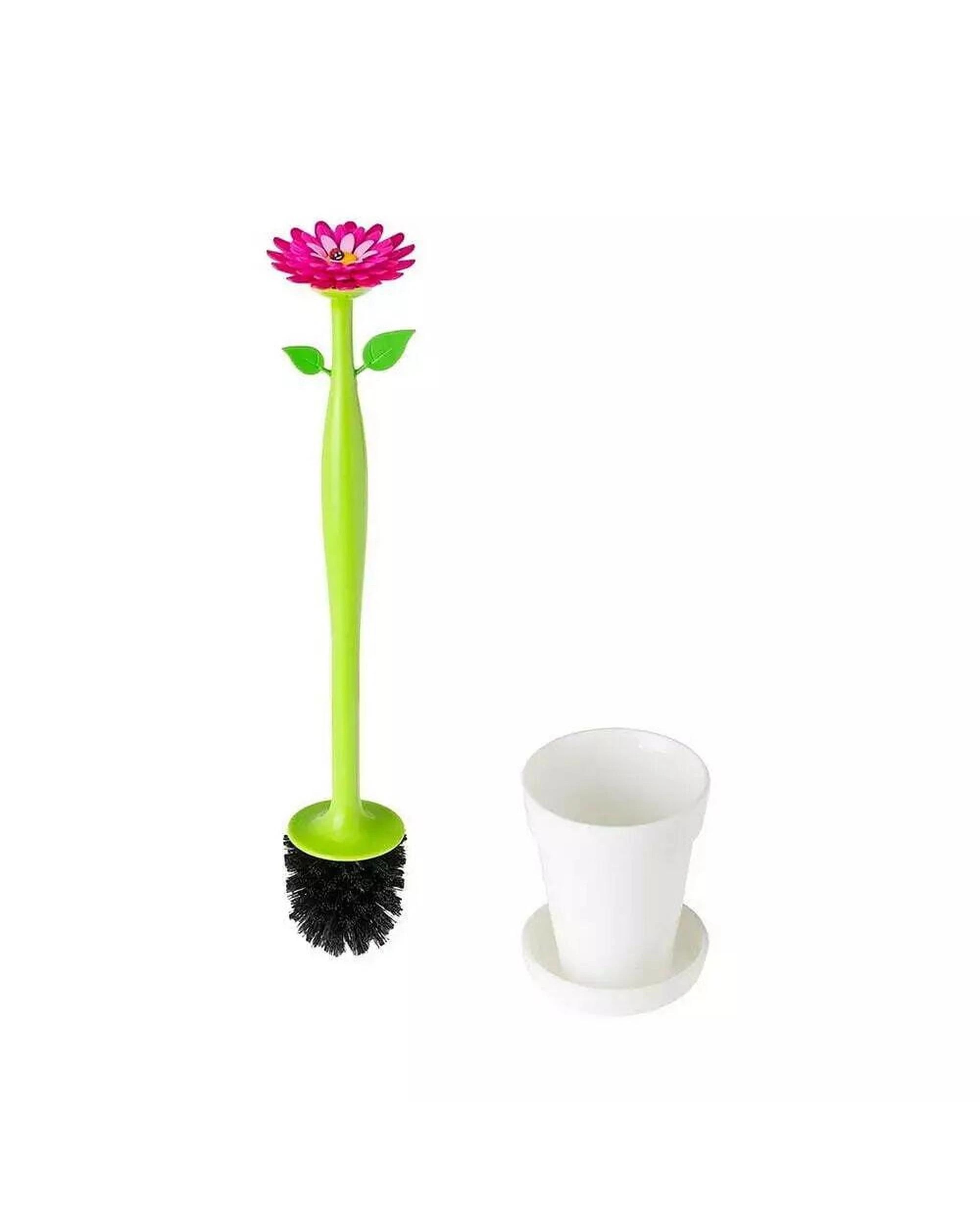 2 Vigar Flex Flower Power White Toilet Brush Set - White, 2 of 4