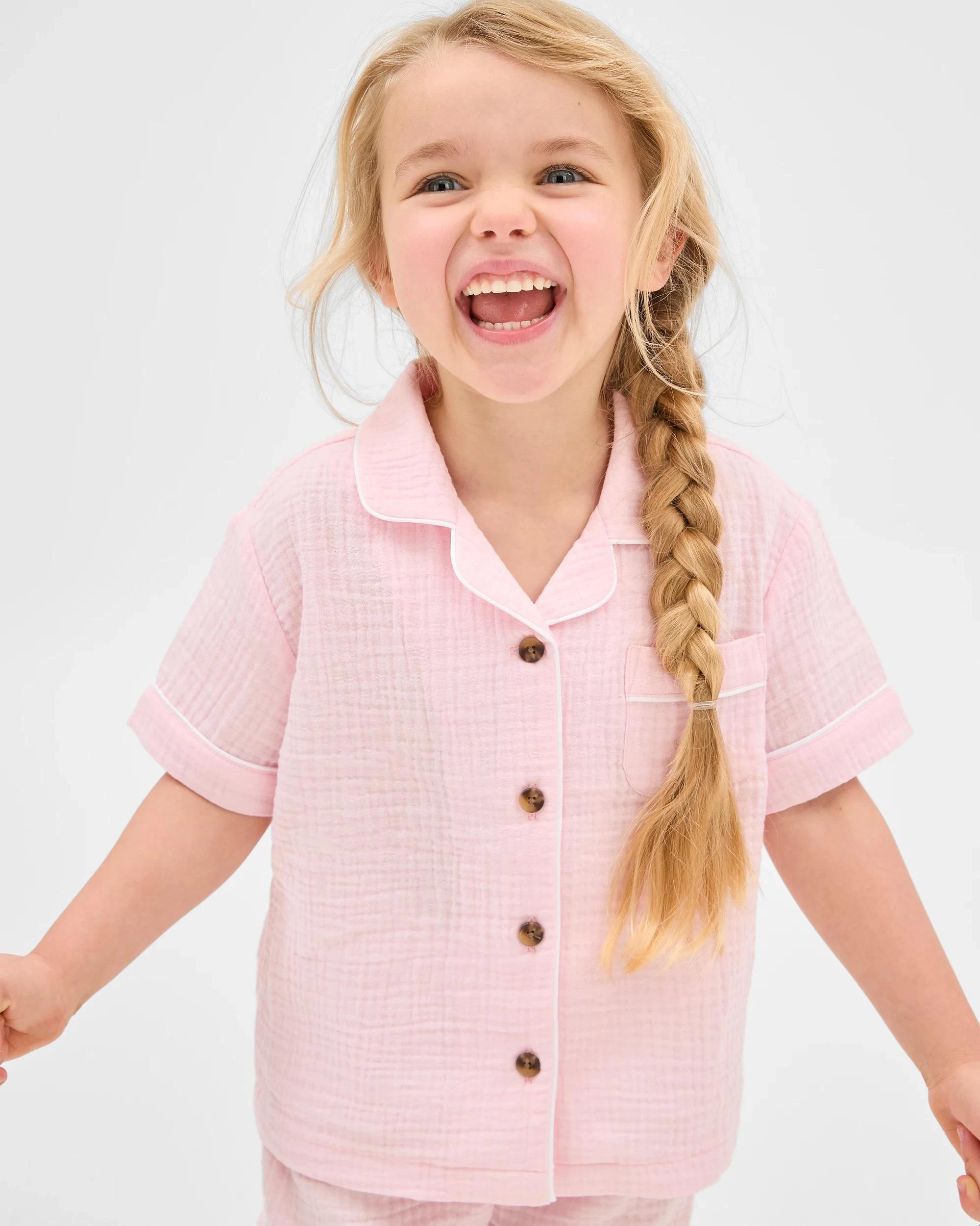 2 Target Kids Australian Cotton Younger Girls Double Cloth Pyjama Set LT PINK, 2 of 8