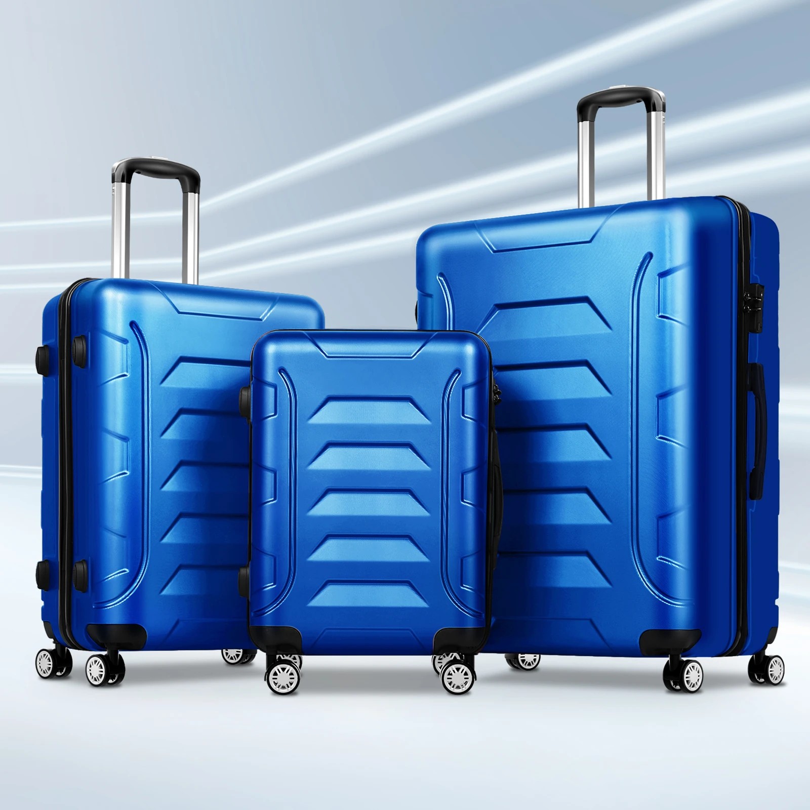 2 Alfordson Luggage 3PCS Set Suitcase Trolley TSA Carry on Hard Case - Blue, 2 of 10