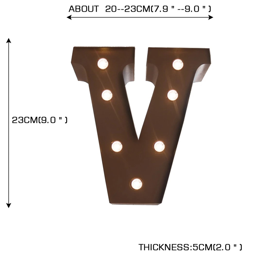 2 Emitto LED Metal Letter Lights Free Standing Hanging Marquee Event Party D?cor Letter V, 2 of 5