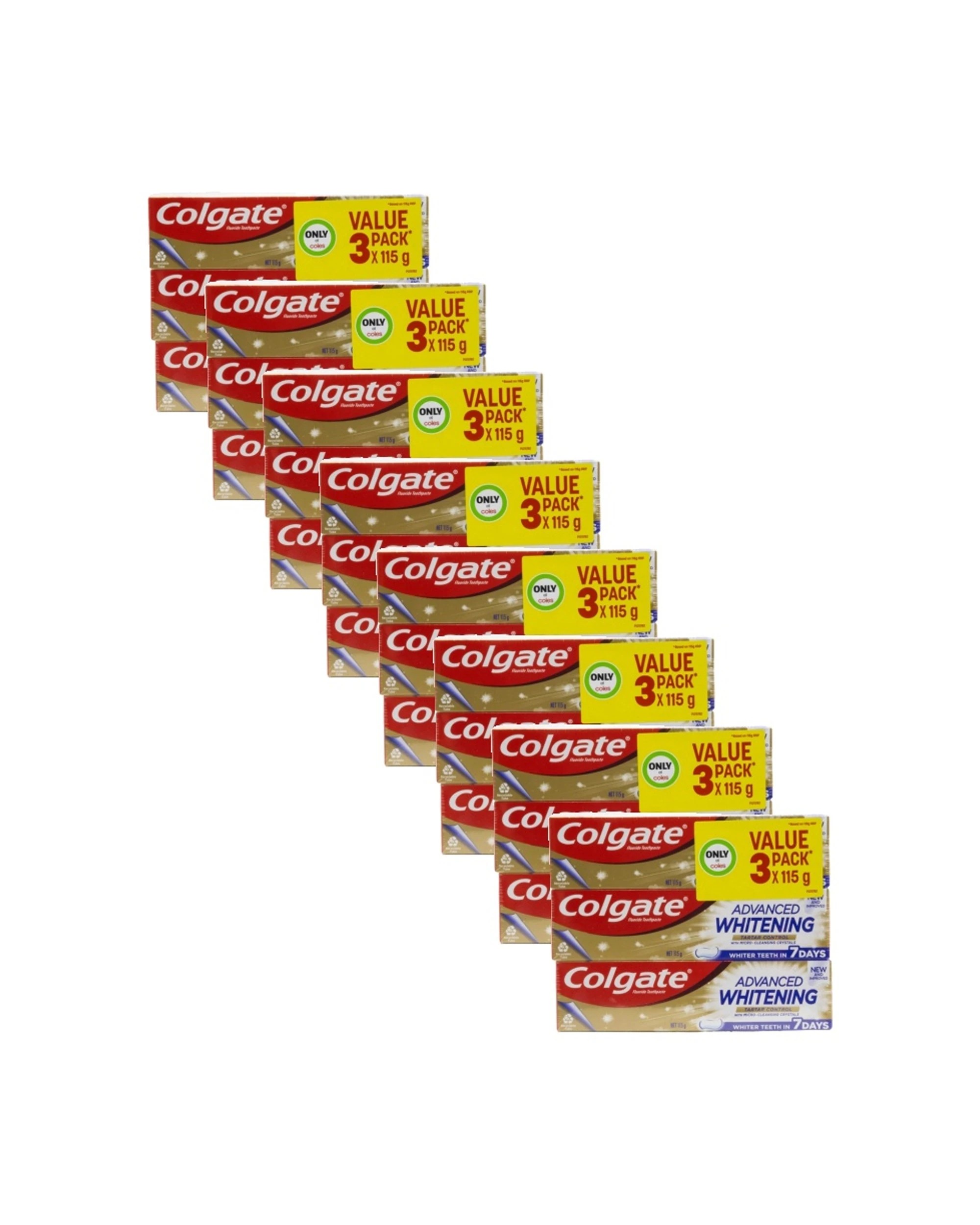 1 Colgate 8x 3pc Advanced Whitening Tartar Control Toothpaste Value Pack 115G - Multi, 1 of 5