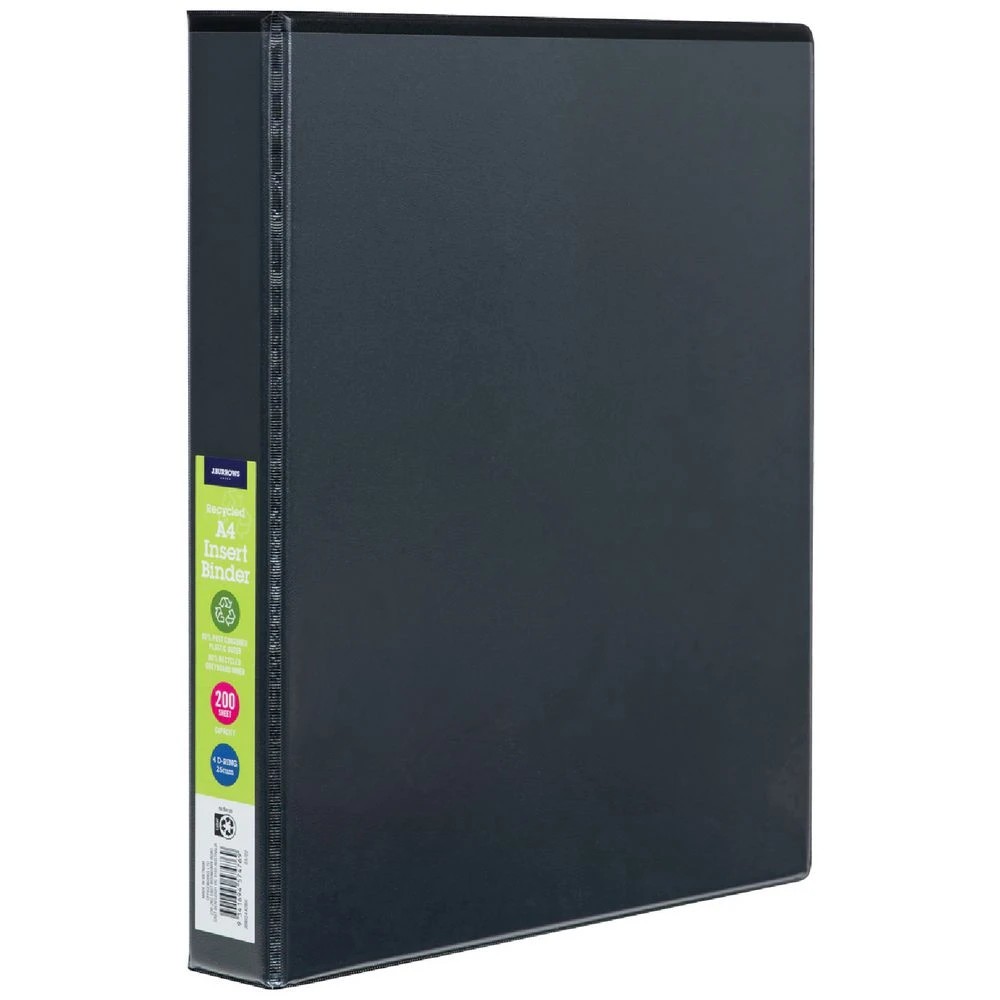 1 J.Burrows Insert Binder A4 4 D-Ring 25mm Black, 1 of 6