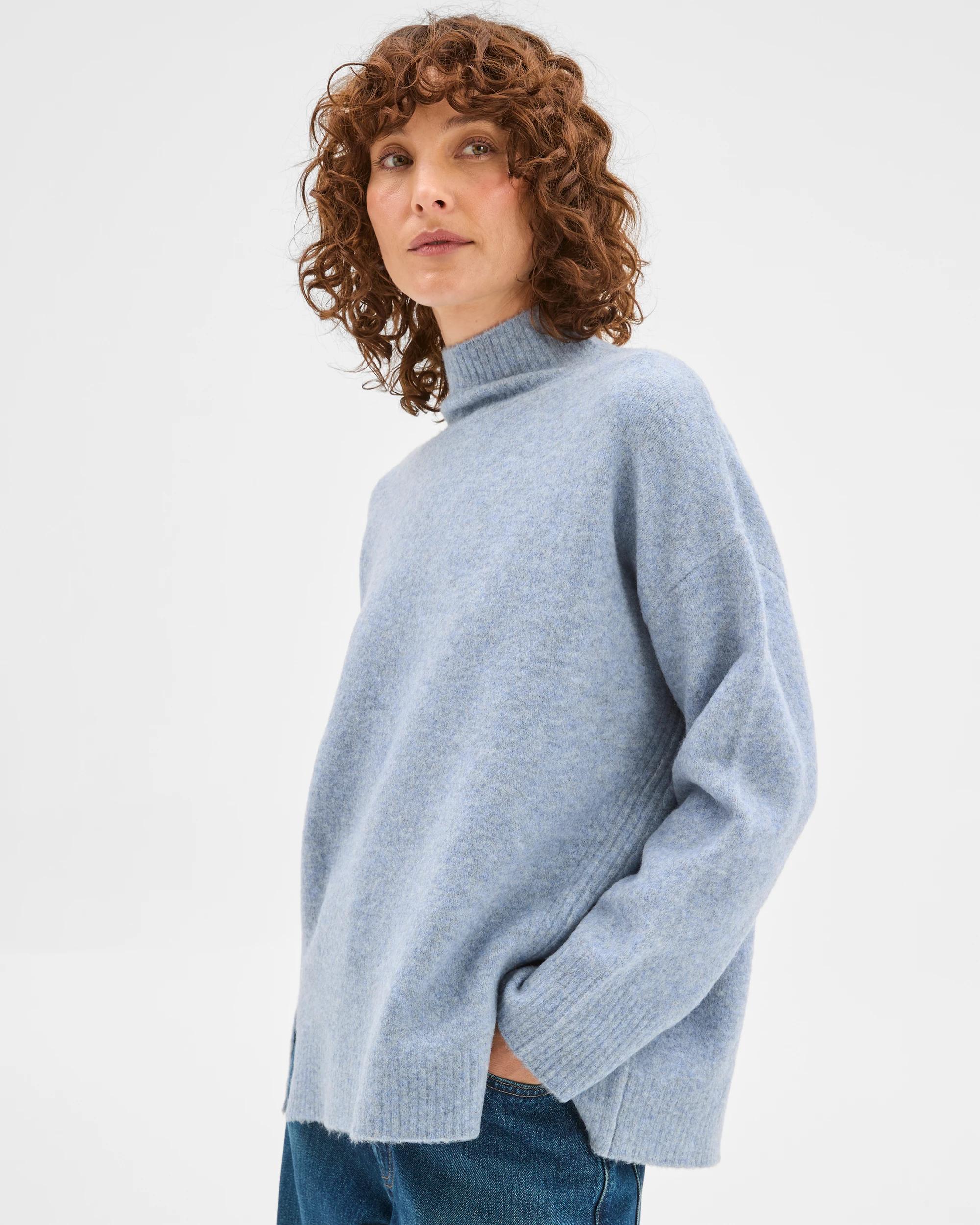 3 Target Woman Super Soft Mock Neck Jumper MID BLUE MARLE, 3 of 7