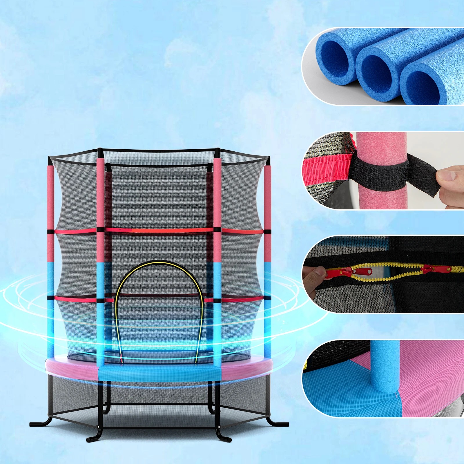 4 Costway Kids Trampoline Bouncer Jumping Trampolines w/Enclosure Net Gift, 4 of 4