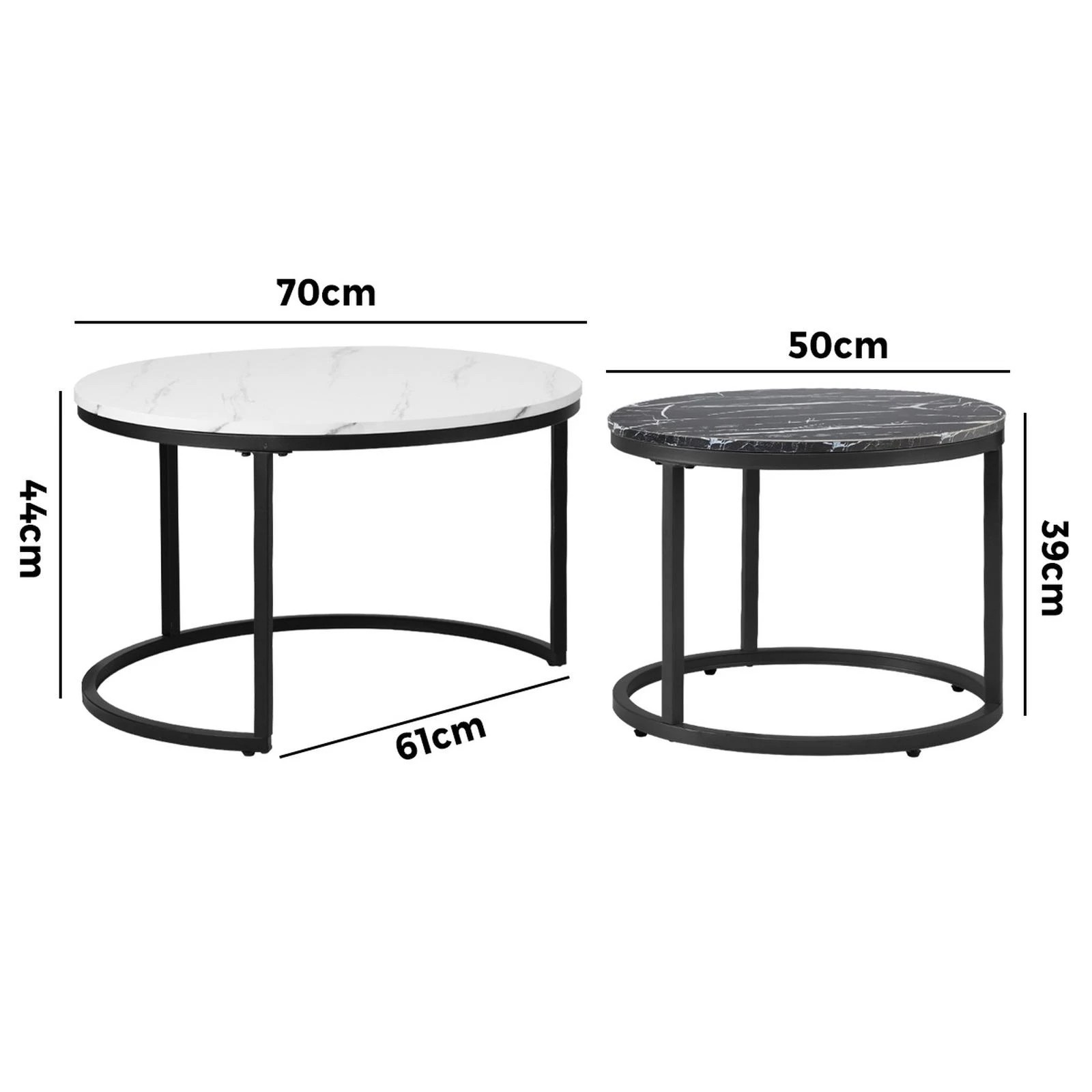 10 Oikiture Set Of 2 Coffee Table Round Nesting Side End Table
 - Multi, 10 of 10