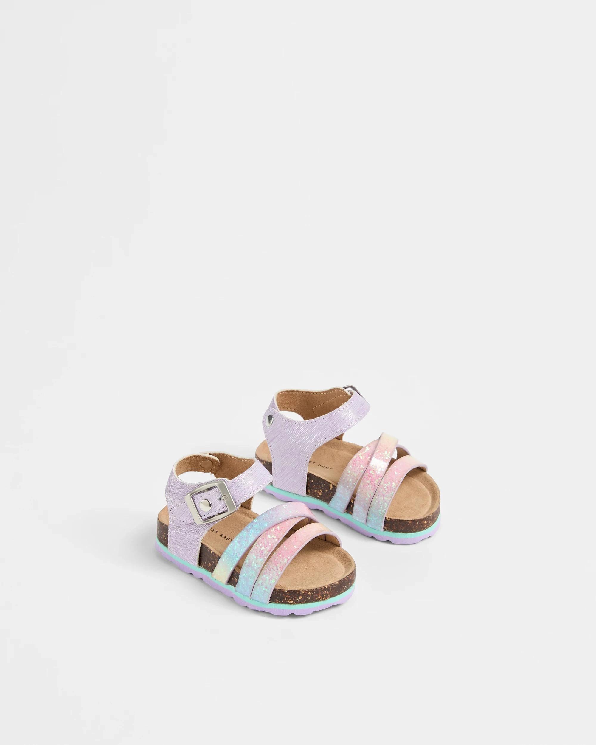 3 Target Baby Baby Girls First Walker Glitter Moulded Cork Sandal PURPLE, 3 of 3