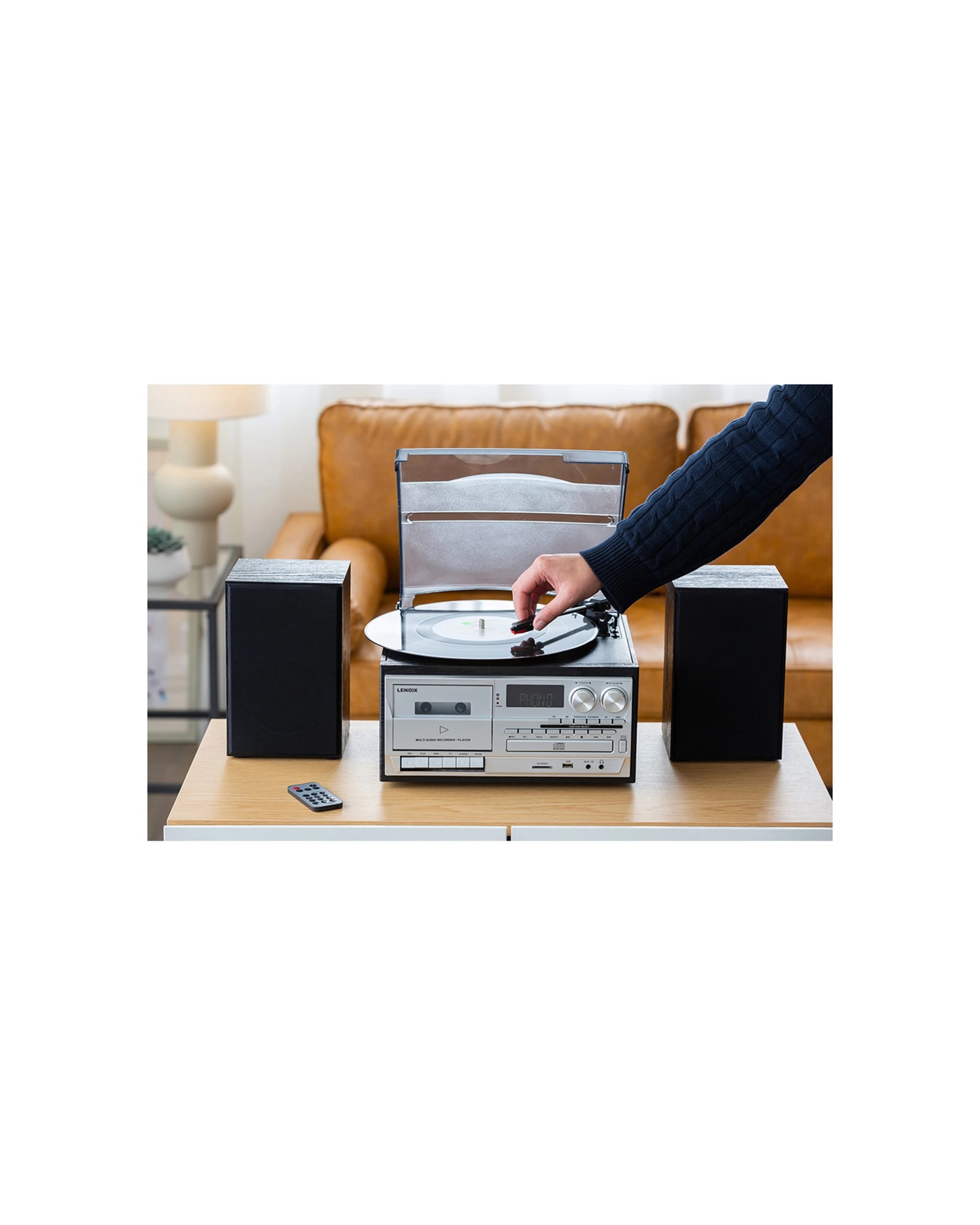 5 Lenoxx Audio Home Entertainment System with Turntable, CD & Wireless Streaming - Black, 5 of 5