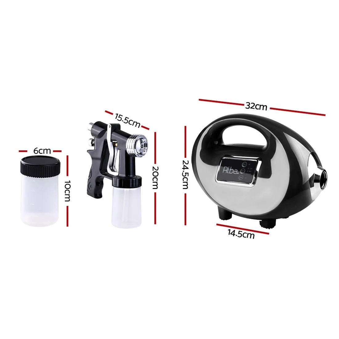2 Alba Spray Tanning Machine Spray Gun Sunless Tan Kit 700W HVLP System - Black, 2 of 8