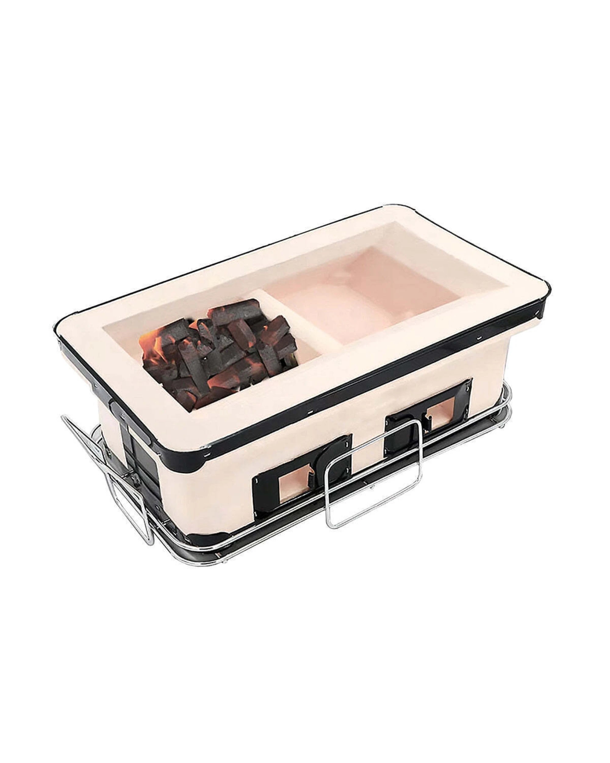 3 Healthy Choice Portable Hibachi Tabletop Grill Dual Charcoal BBQ Chambers, 3 of 6