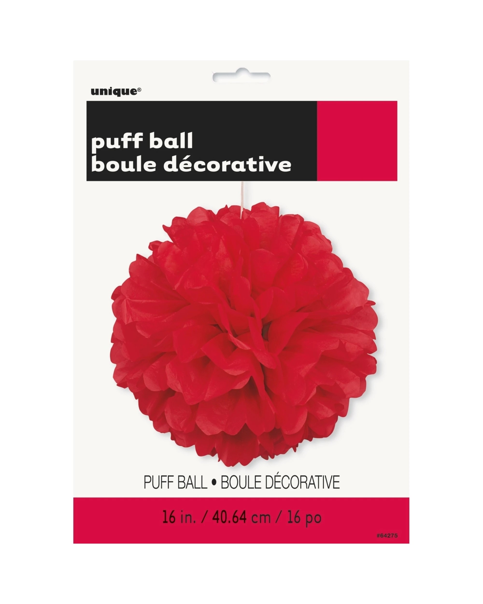 2 Unique 40cm Tissue Paper Puff Ball - Red, 2 of 2