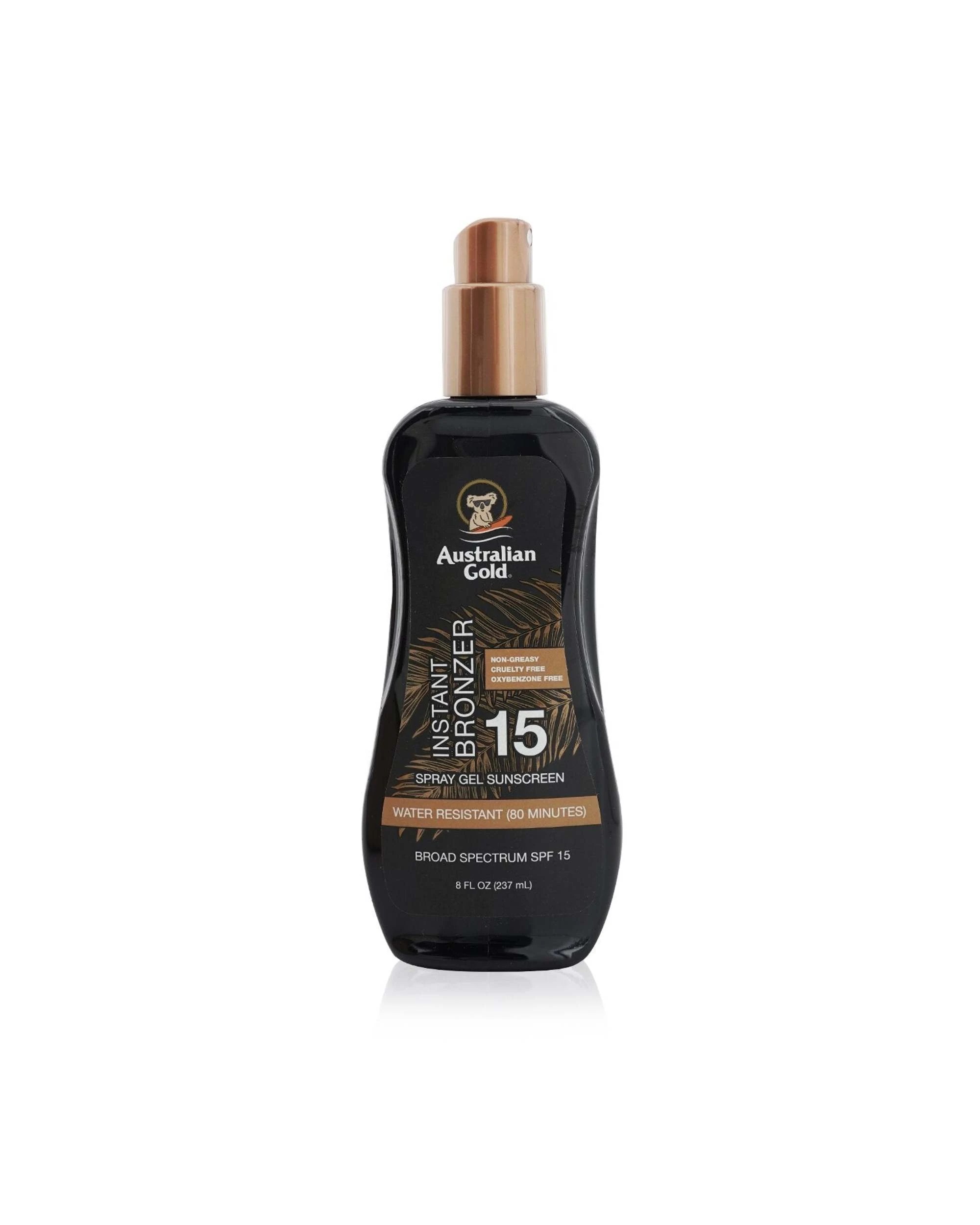 1 Australian Gold Spray Gel Sunscreen SPF 15 with Instant Bronzer  237ml/8oz, 1 of 3