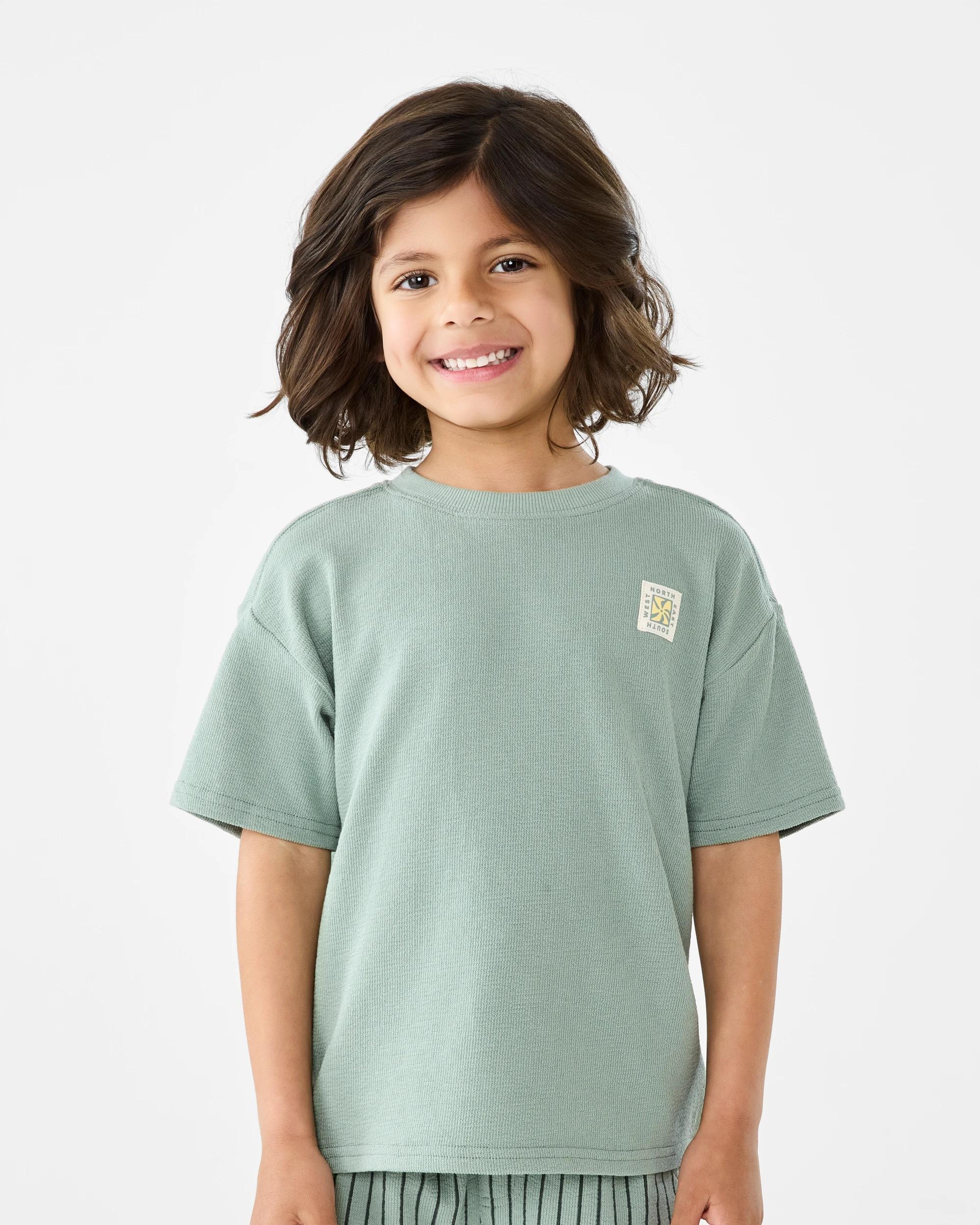 1 Textured Applique T-shirt Grn Vacay, 1 of 6