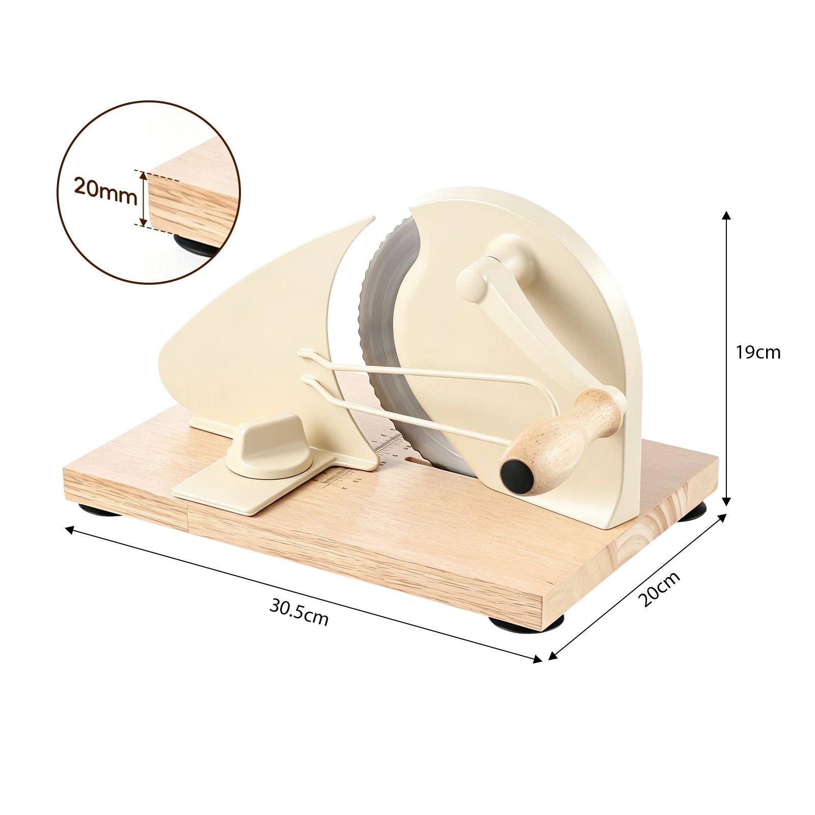 2 Ausway Manual Bread Slicer Hand Crank Sourdough Cutter with Adjustable Thickness, Scale Line & Wood Base, 2 of 6