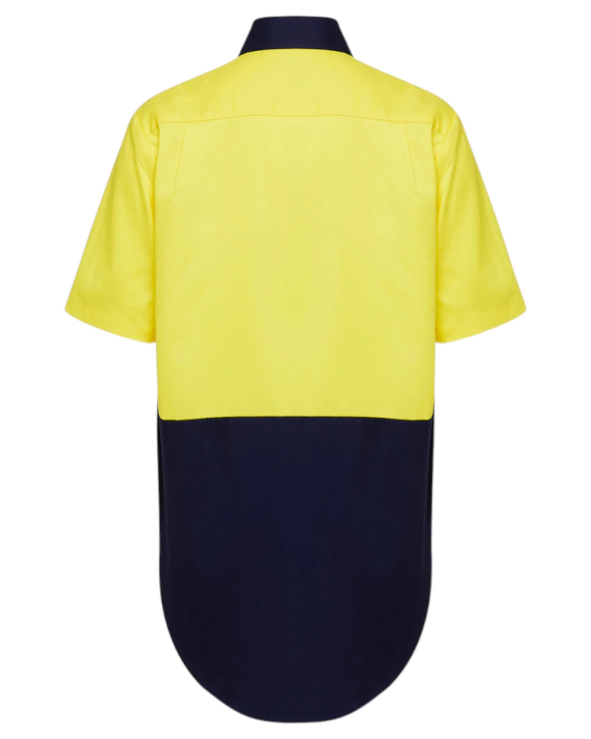 3 Hard Yakka 3 Pack Core Hi Vis 2 Tone Short Sleeve Lightweight Vented Shirt YELLOW/NAVY, 3 of 6