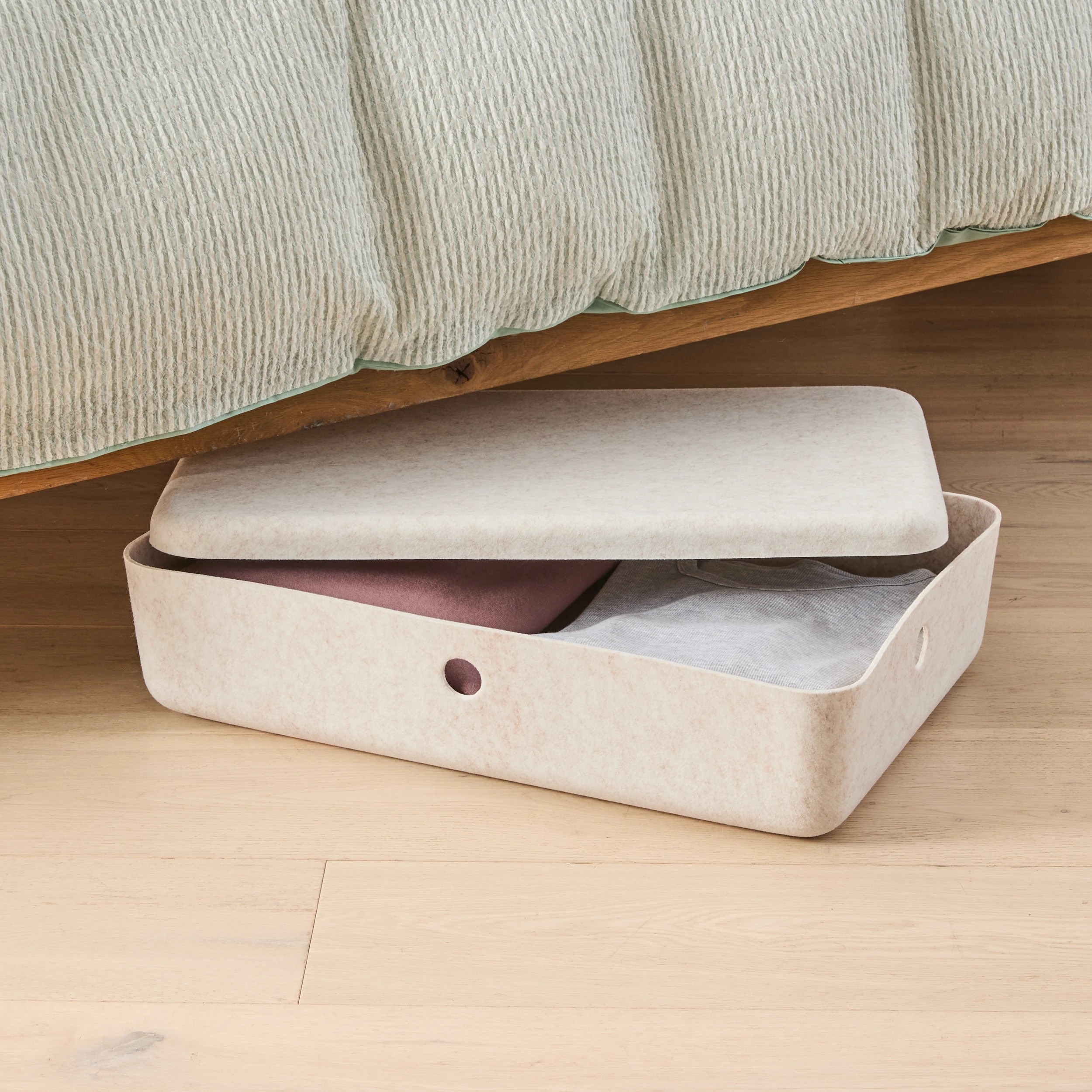 2 Felt Underbed Basket with Lid - Beige, 2 of 10