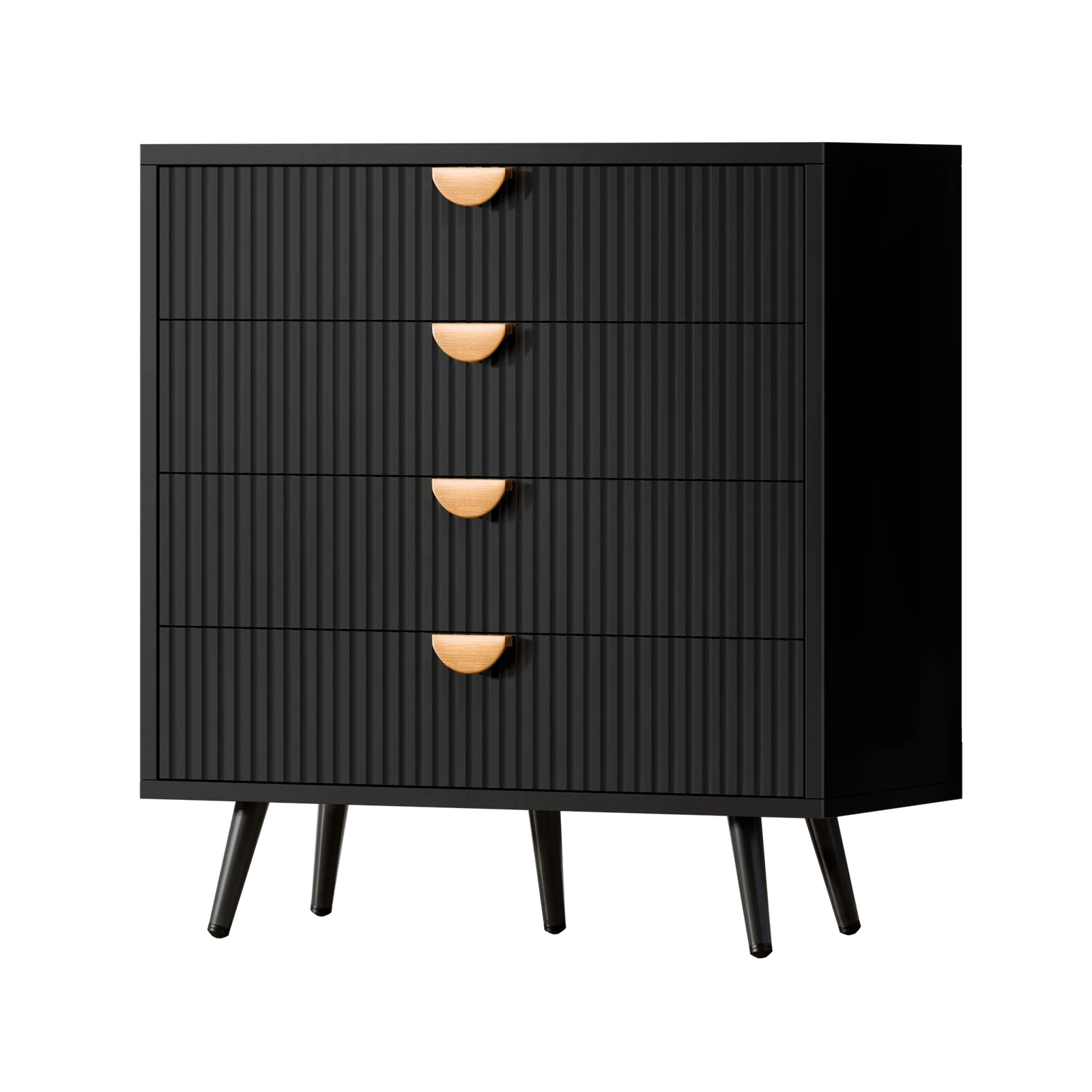 1 Alfordson 4 Chest of Drawers Modern Storage Cabinet Dresser Tallboy - Black, 1 of 10