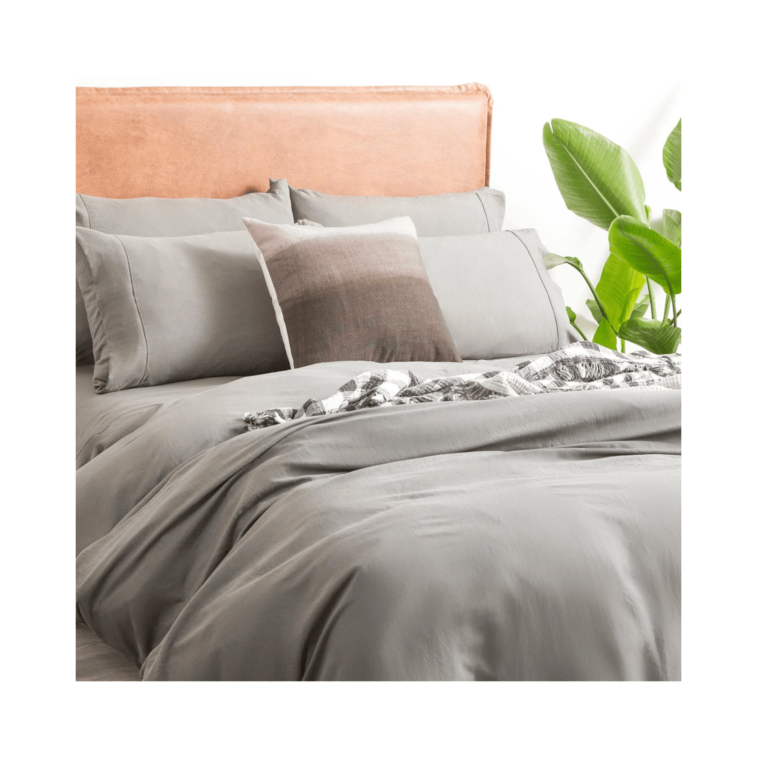 3 Ddecor Home Ultra Plush Vintage-Washed Microfiber Quilt Cover Set - Charcoal - Charcoal, 3 of 4