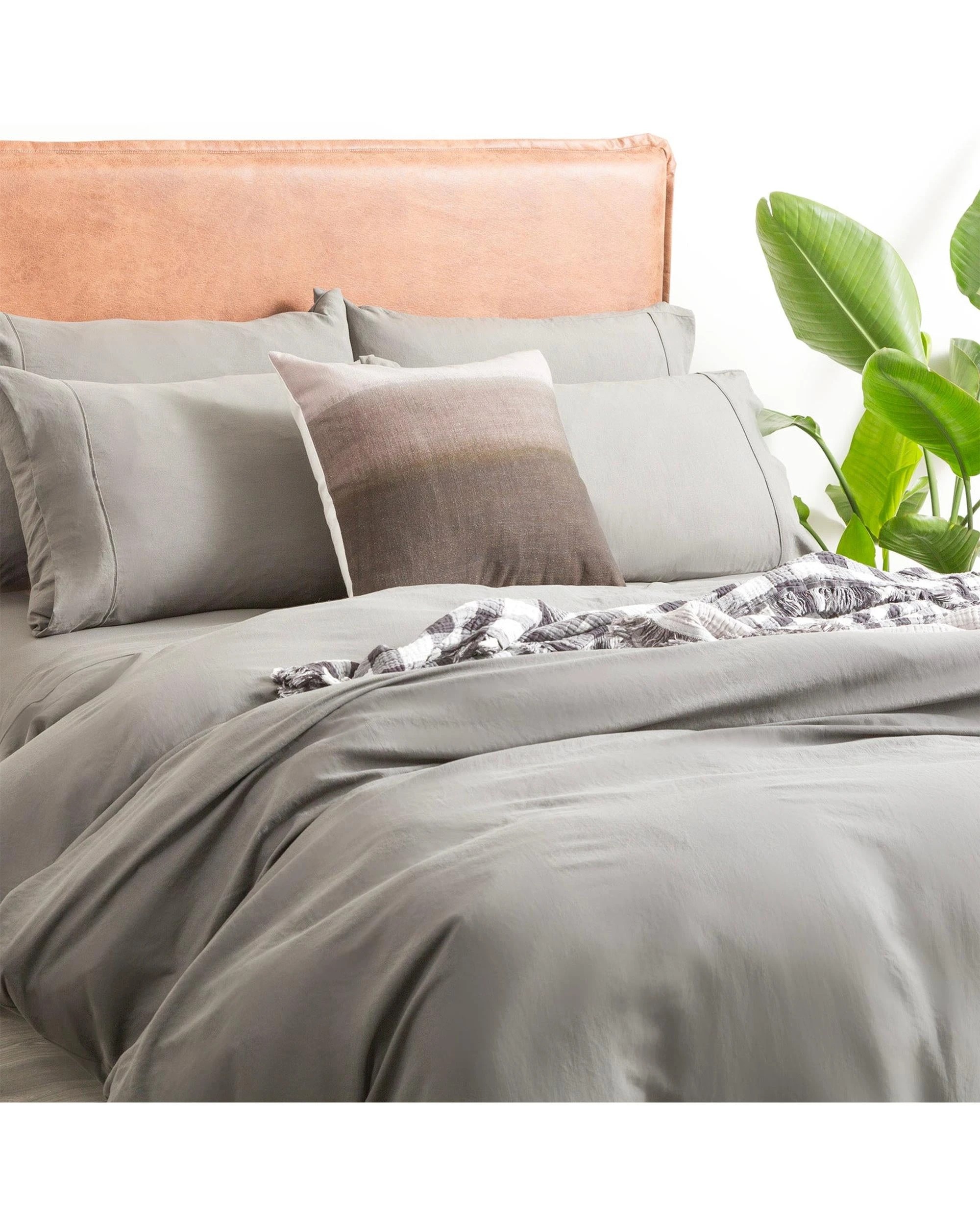 3 Ddecor Home Ultra Plush Vintage-Washed Microfiber Quilt Cover Set - Charcoal - Charcoal, 3 of 4