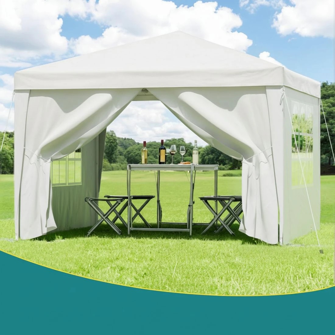4 Instahut Gazebo 3x3 Pop Up Marquee Folding Tent Wedding Gazebos Camping Outdoor - White, 4 of 6