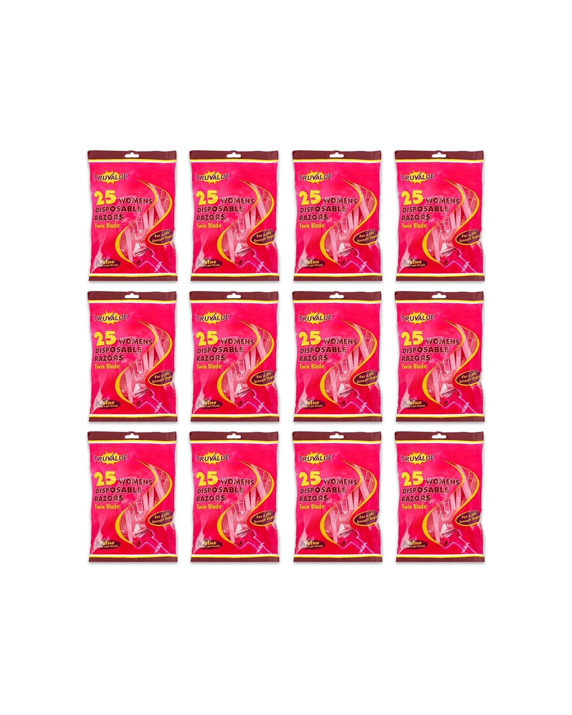 1 Truvalue Disposable Razors Twin Blade Shaving For Women Pack Of 300 - Pink, 1 of 3