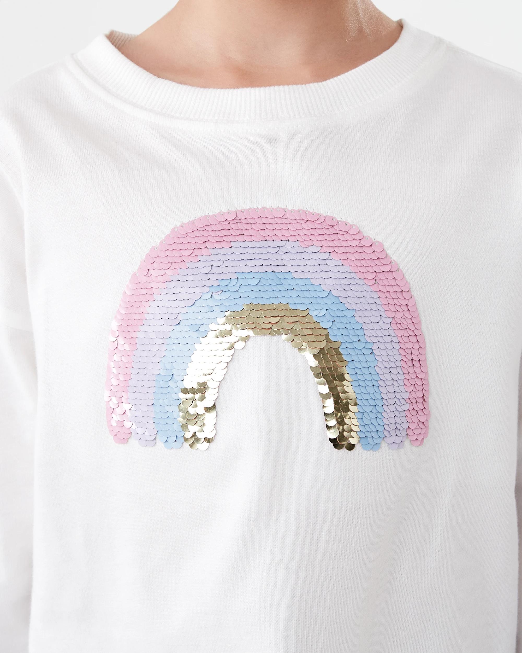 5 Long Sleeve Oversized T-shirt Wht Rainbw, 5 of 8