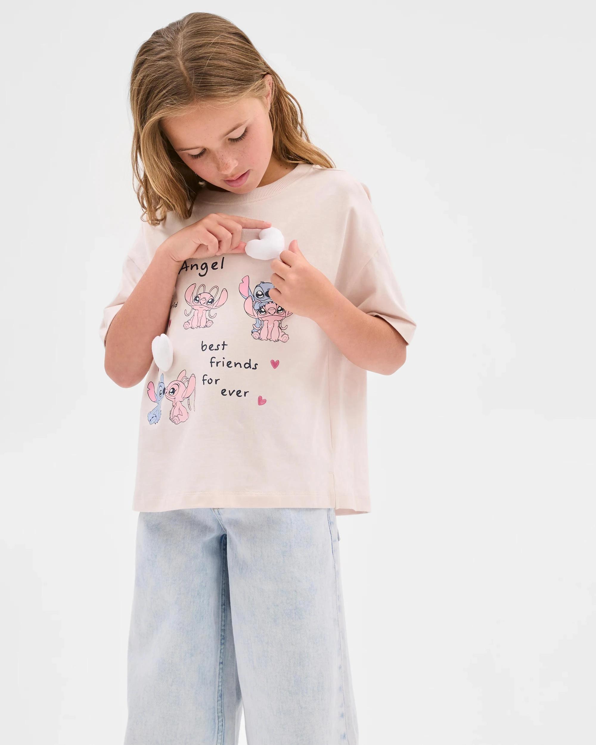 1 Disney Lilo & Stitch Australian Cotton T-Shirt STITCH & ANGEL/CREAM, 1 of 6