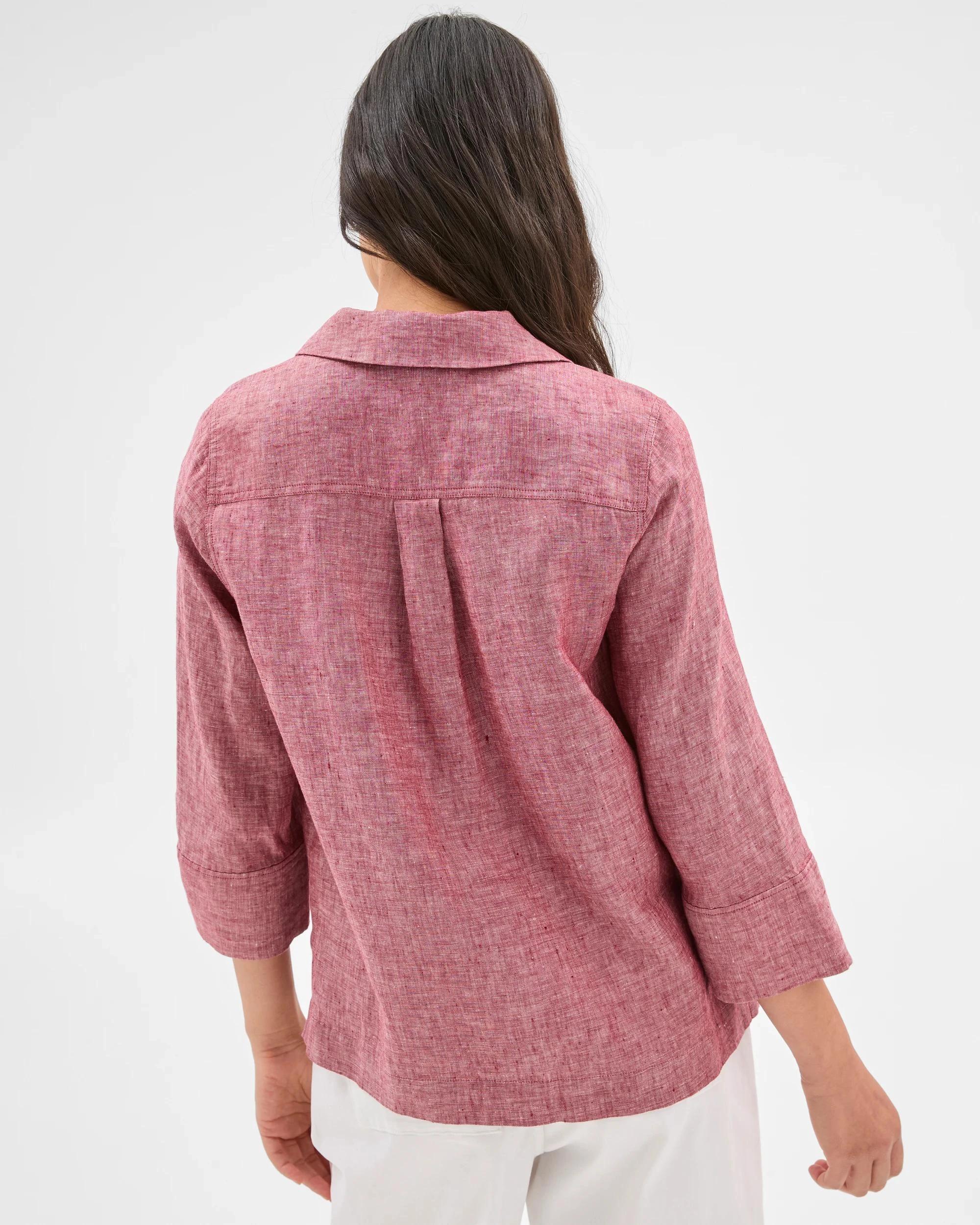 6 Target Woman European Linen 3/4 Sleeve Popover Shirt RHUBARB X-DYE, 6 of 6