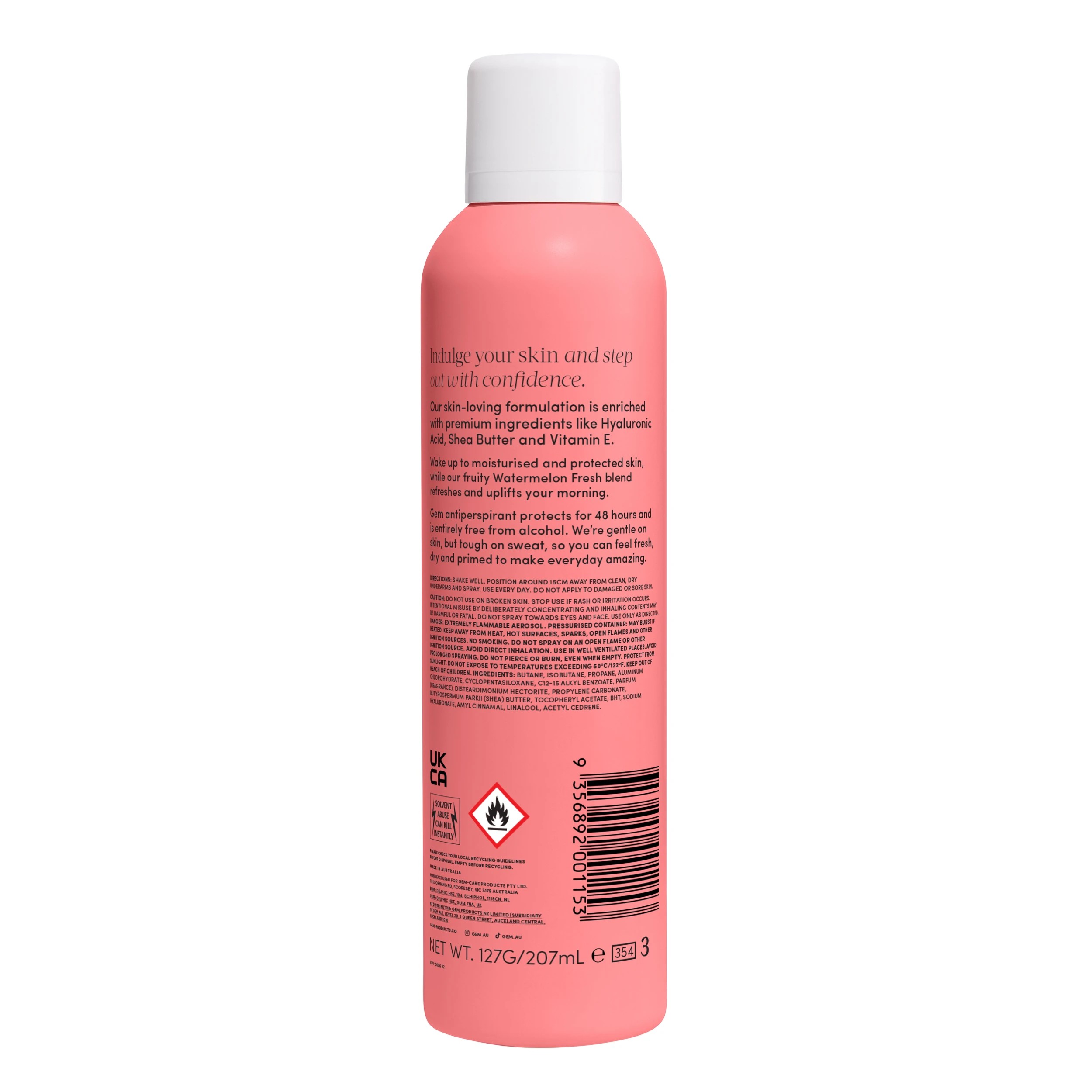 2 Gem Watermelon Fresh Skin-Loving Deodorant 207ml - Hyaluronic Acid, Vitamin E and Shea Butter, 2 of 6